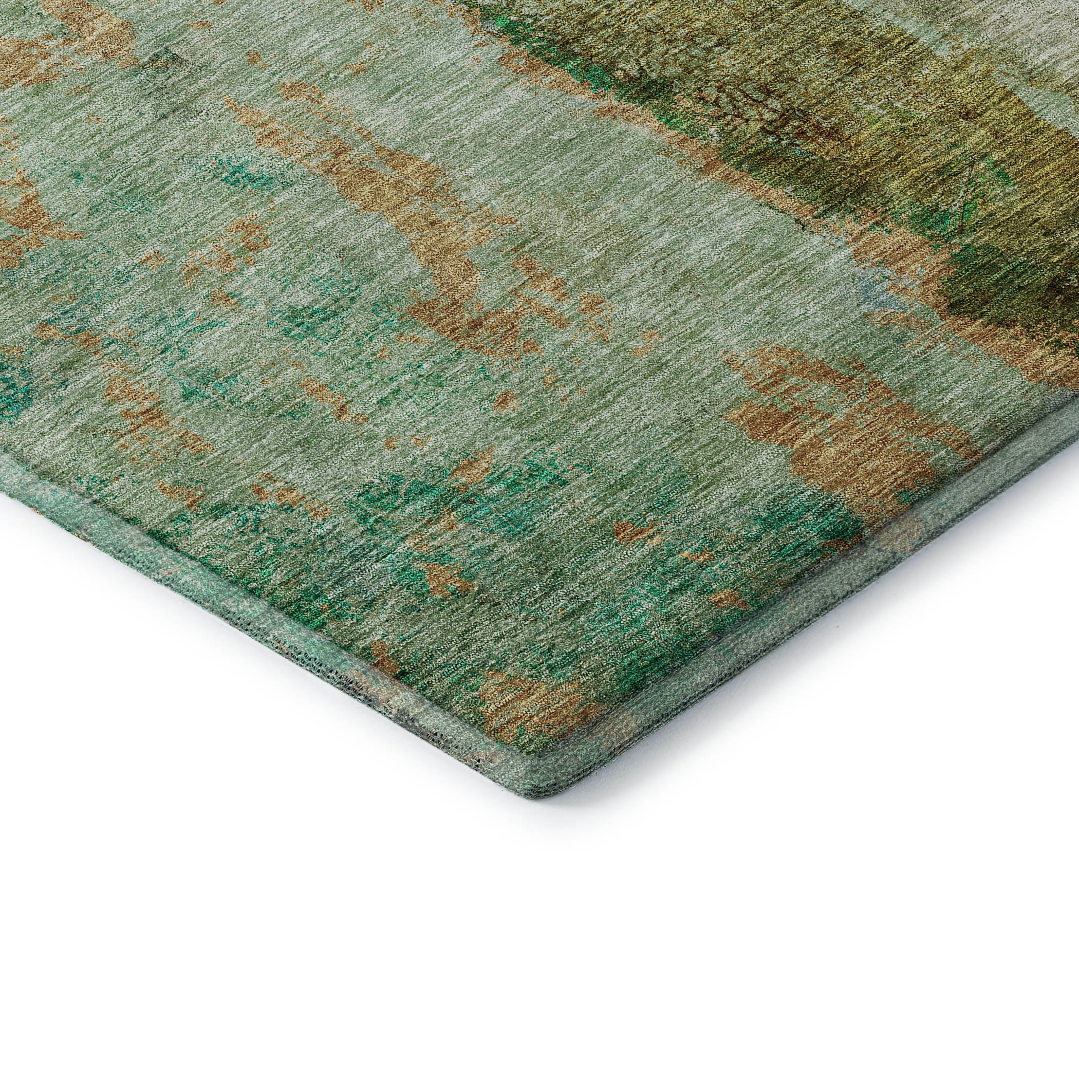 Luang Prabang Machine Washable Transitional Green Rug 1'8" x 2'6" #shape_Rectangle