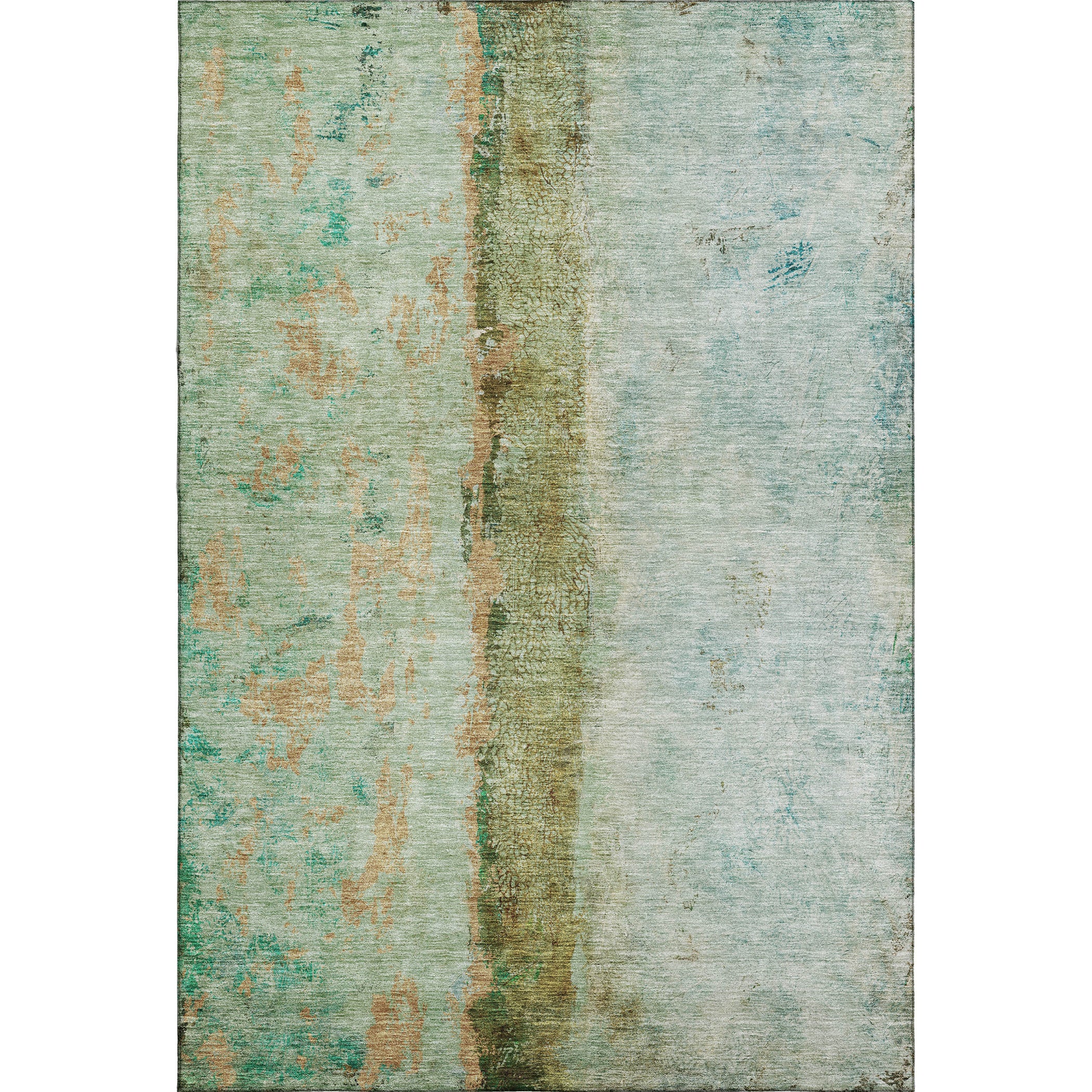 Luang Prabang Machine Washable Transitional Green Rug 2'6" x 3'10" #shape_Rectangle