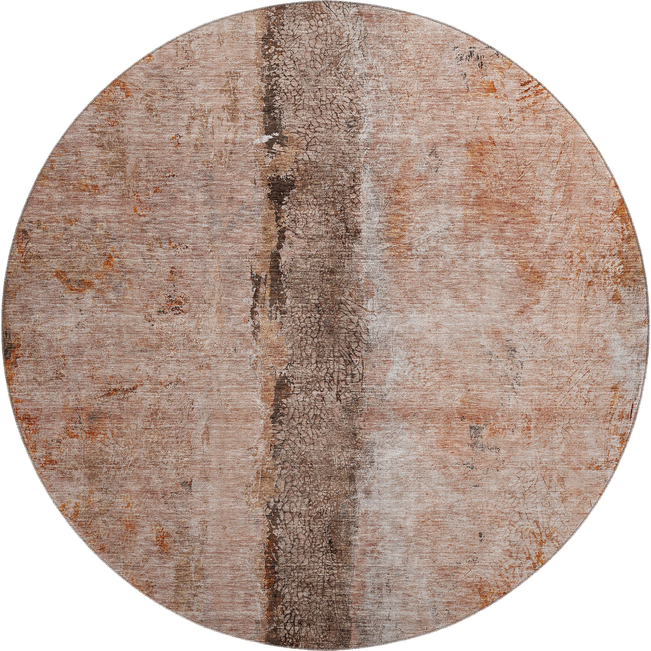 Luang Prabang Machine Washable Transitional Paprika Orange Rug 8' x 8' #shape_Round
