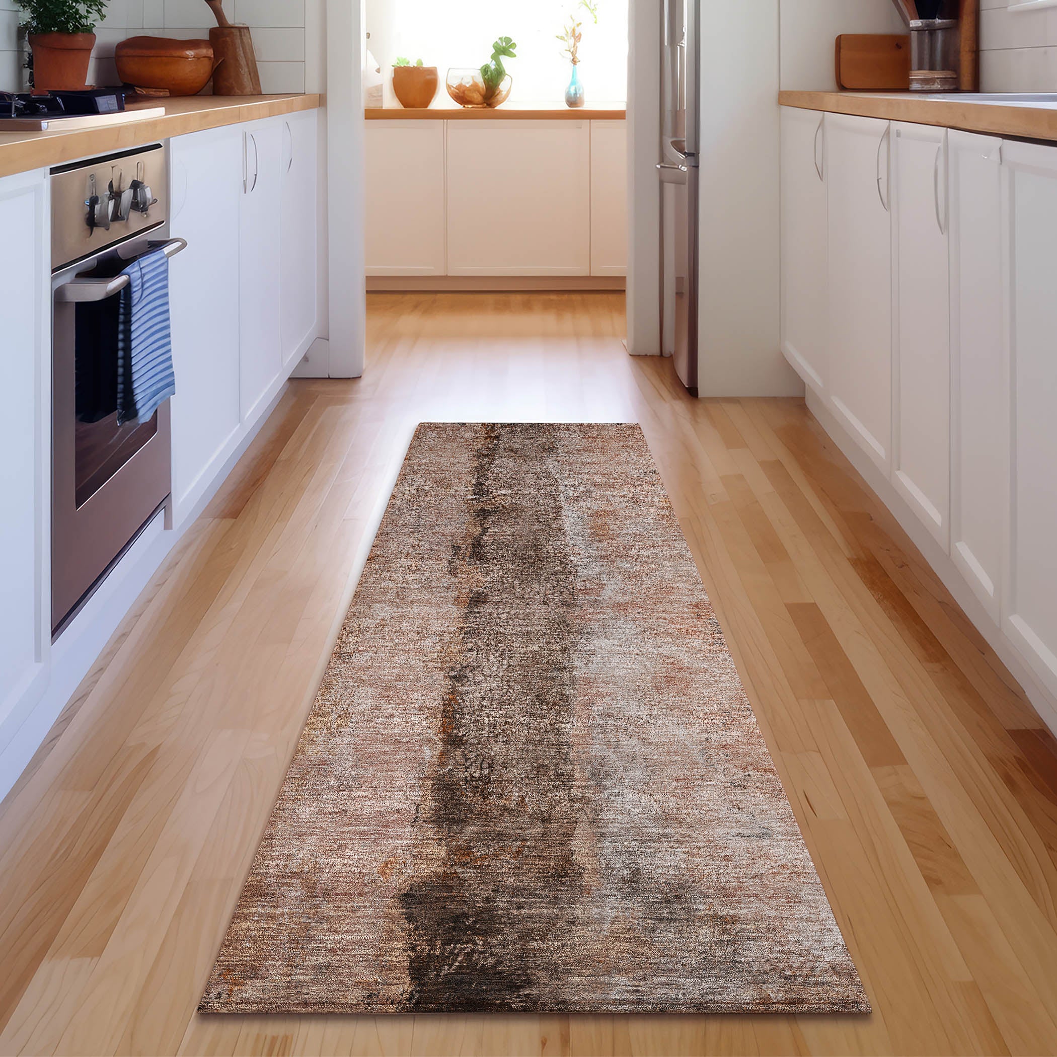 Luang Prabang Machine Washable Transitional Paprika Orange Rug 2'3" x 7'6" #shape_Runner