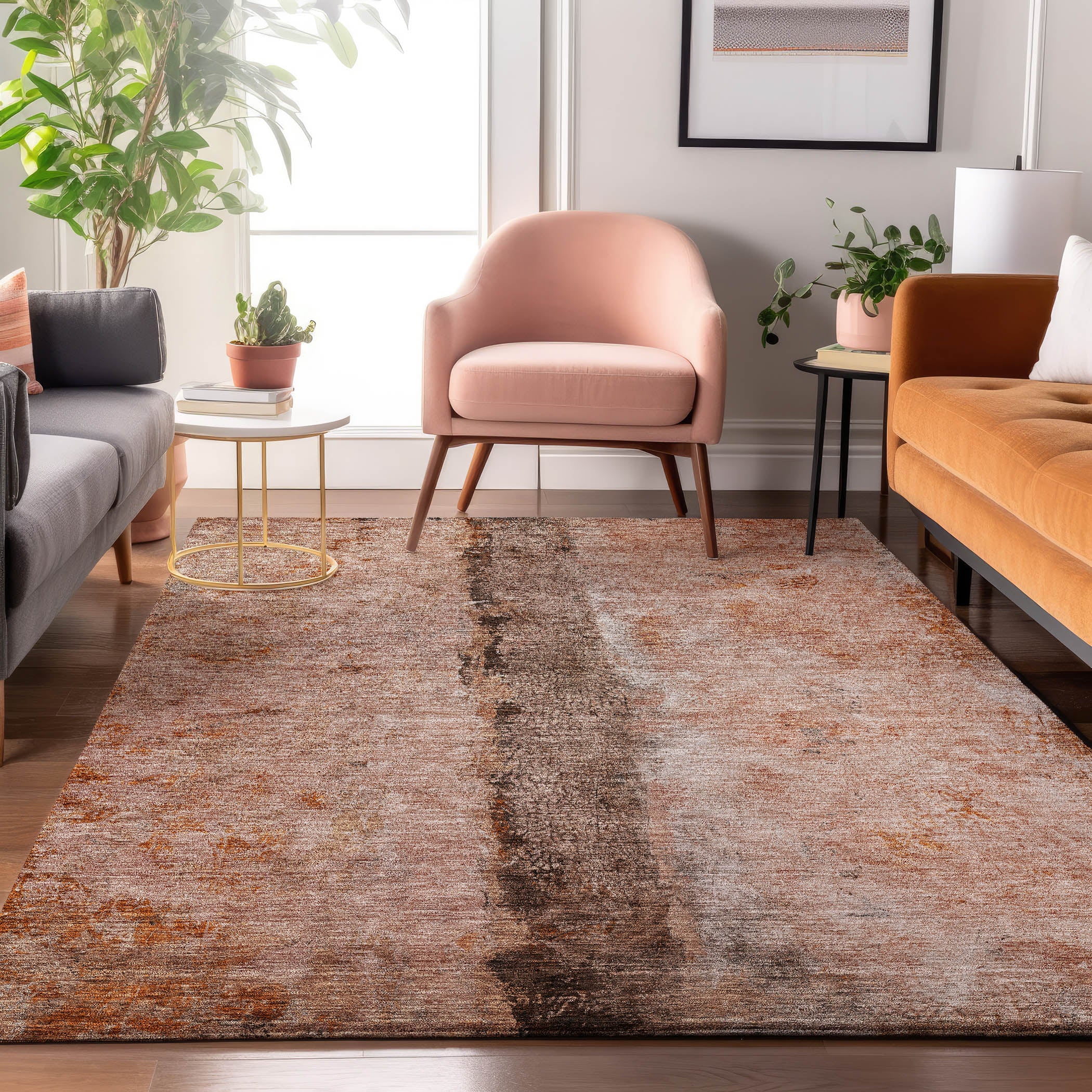 Luang Prabang Machine Washable Transitional Paprika Orange Rug 2'6" x 3'10" #shape_Rectangle