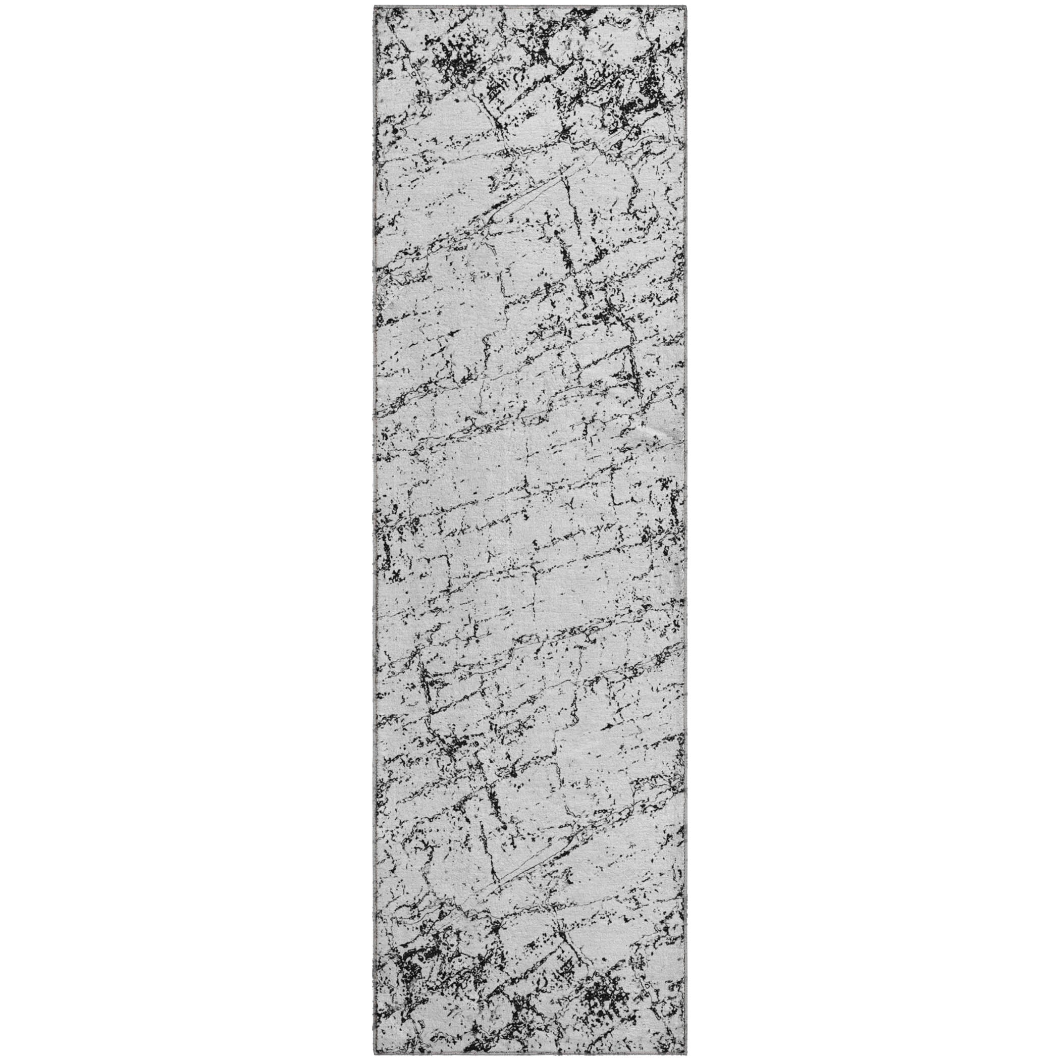 Porto Machine Washable Transitional Black Rug 2'3" x 7'6" #shape_Runner