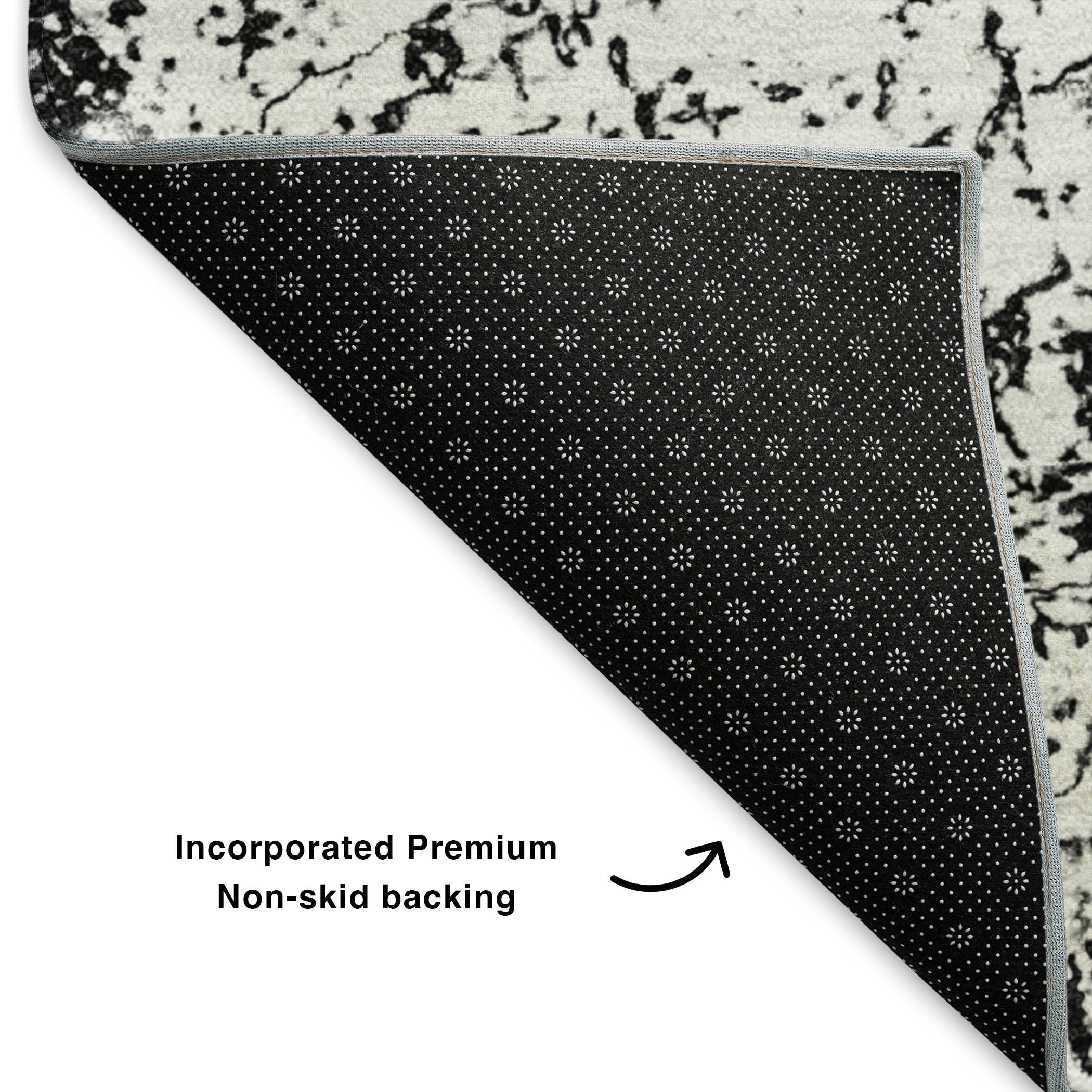 Porto Machine Washable Transitional Black Rug 1'8" x 2'6" #shape_Rectangle