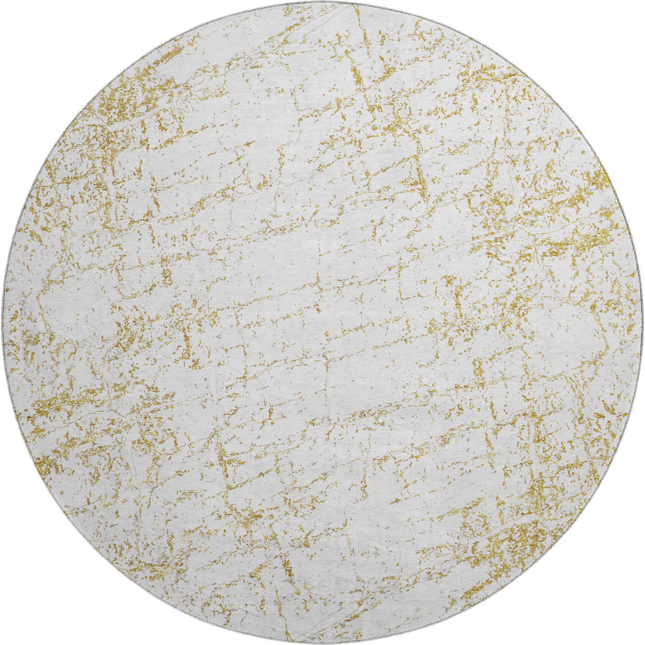 Porto Machine Washable Transitional Gold Rug 8' x 8' #shape_Round