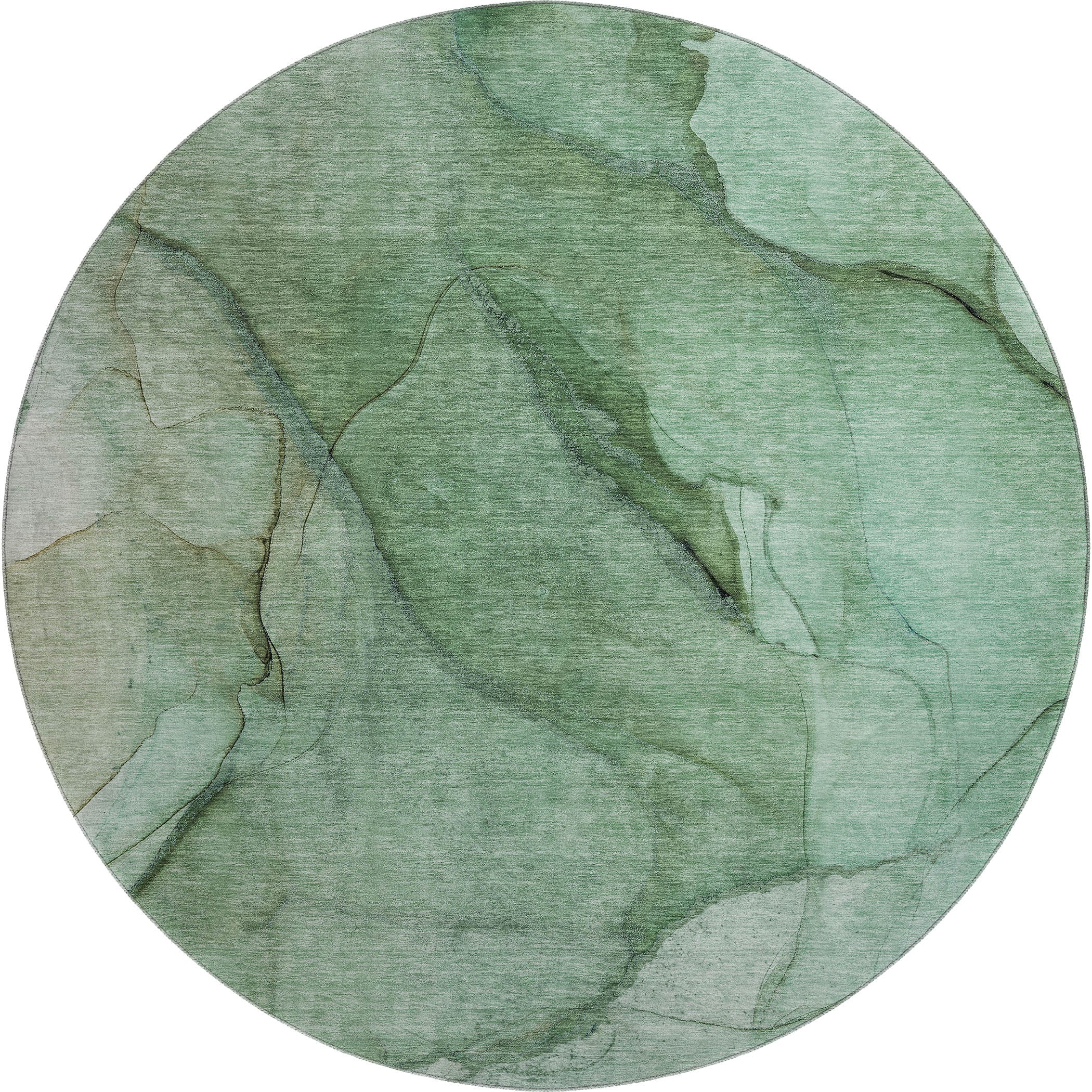 Bogota Machine Washable Transitional Green Rug 8' x 8' #shape_Round