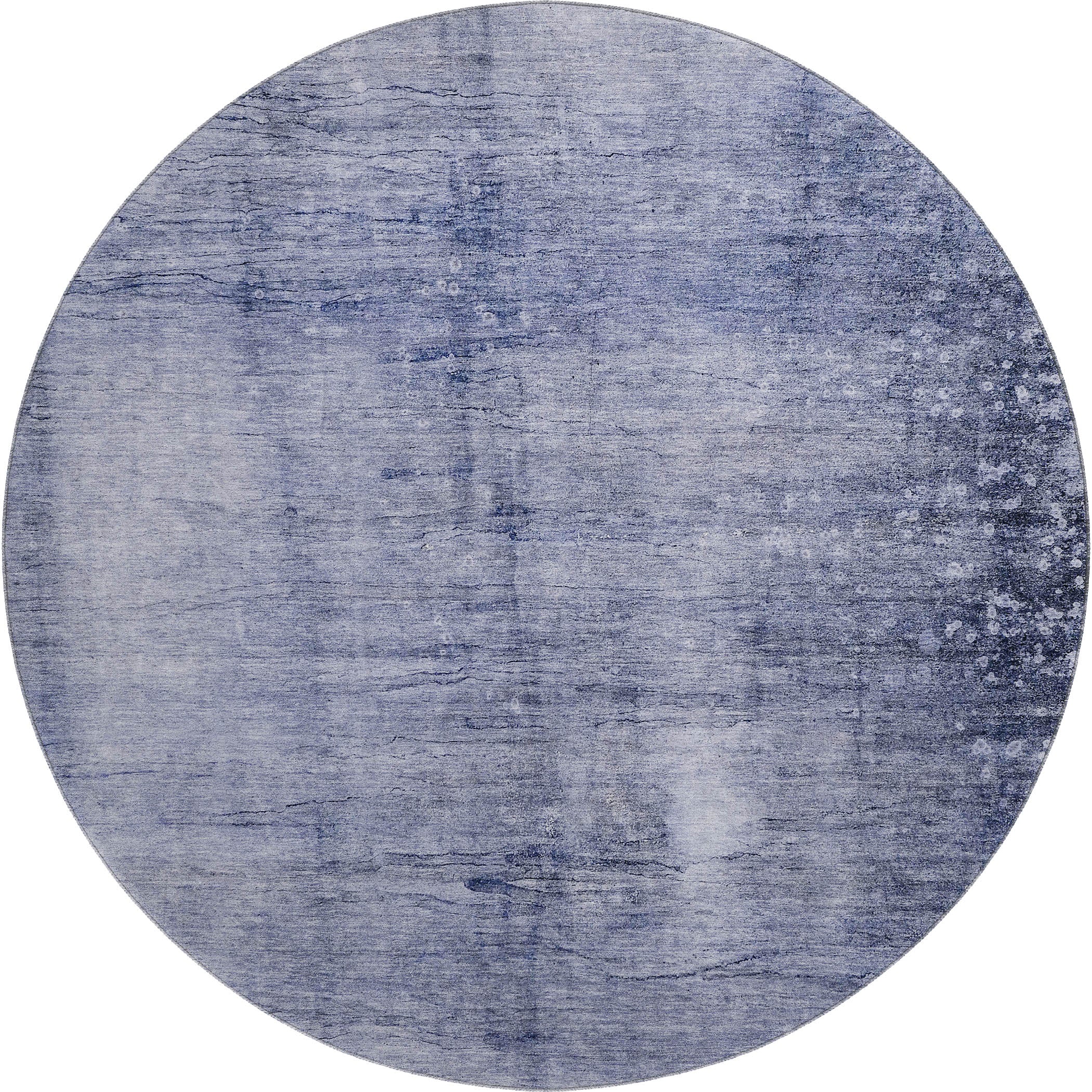 Hoi An Machine Washable Transitional Navy Blue Rug 8' x 8' #shape_Round
