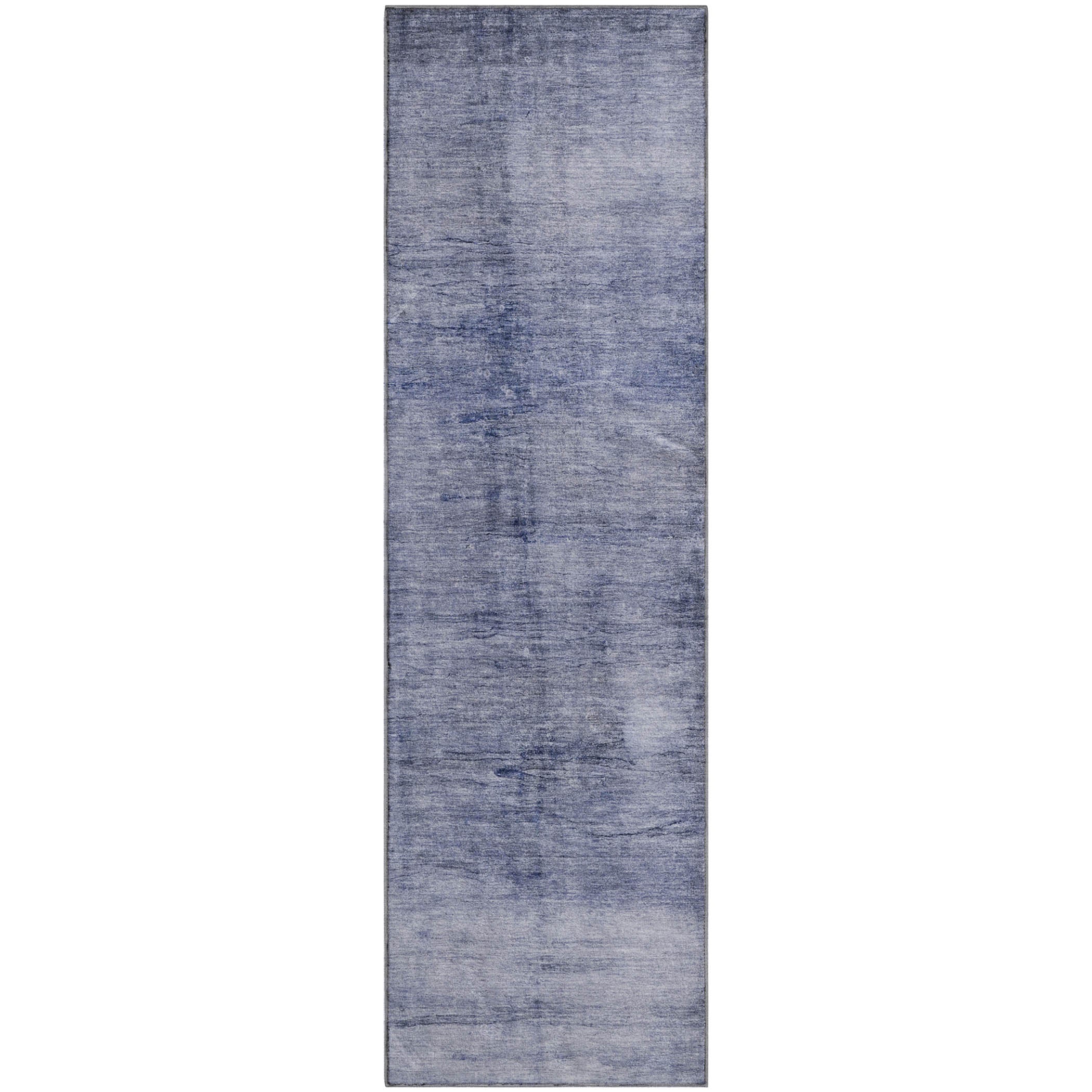 Hoi An Machine Washable Transitional Navy Blue Rug 2'3" x 7'6" #shape_Runner