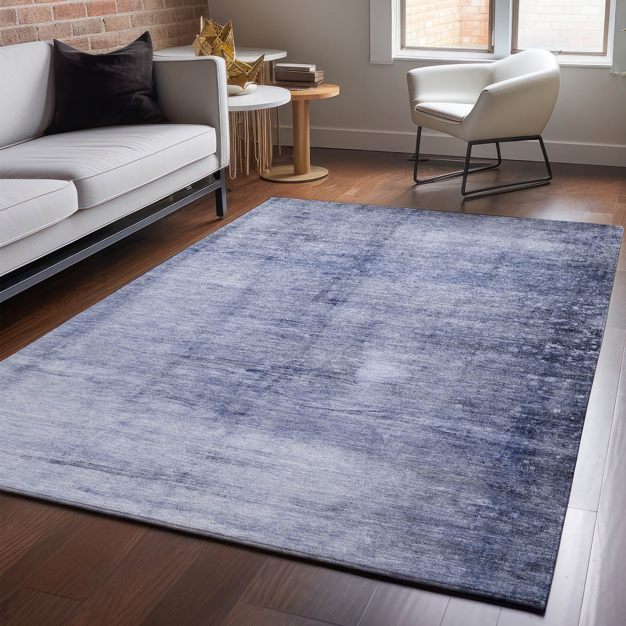 Hoi An Machine Washable Transitional Navy Blue Rug 2'6" x 3'10" #shape_Rectangle