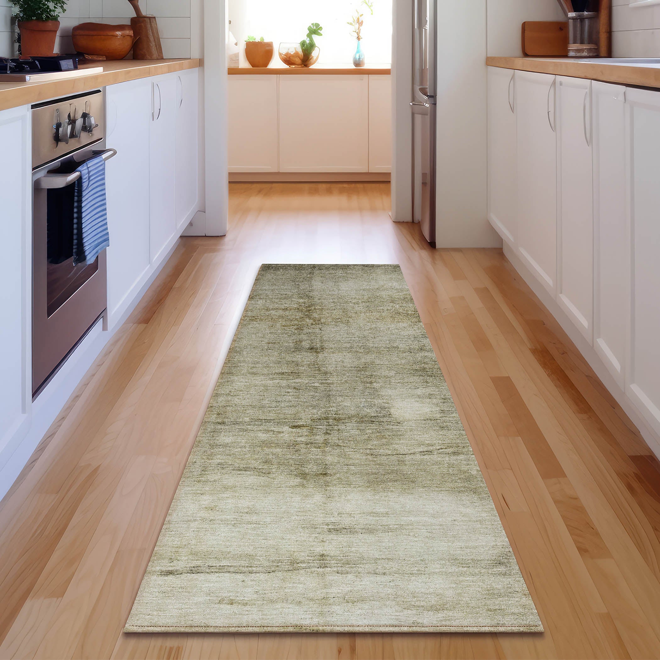 Hoi An Machine Washable Transitional Taupe Brown Rug 2'3" x 7'6" #shape_Runner