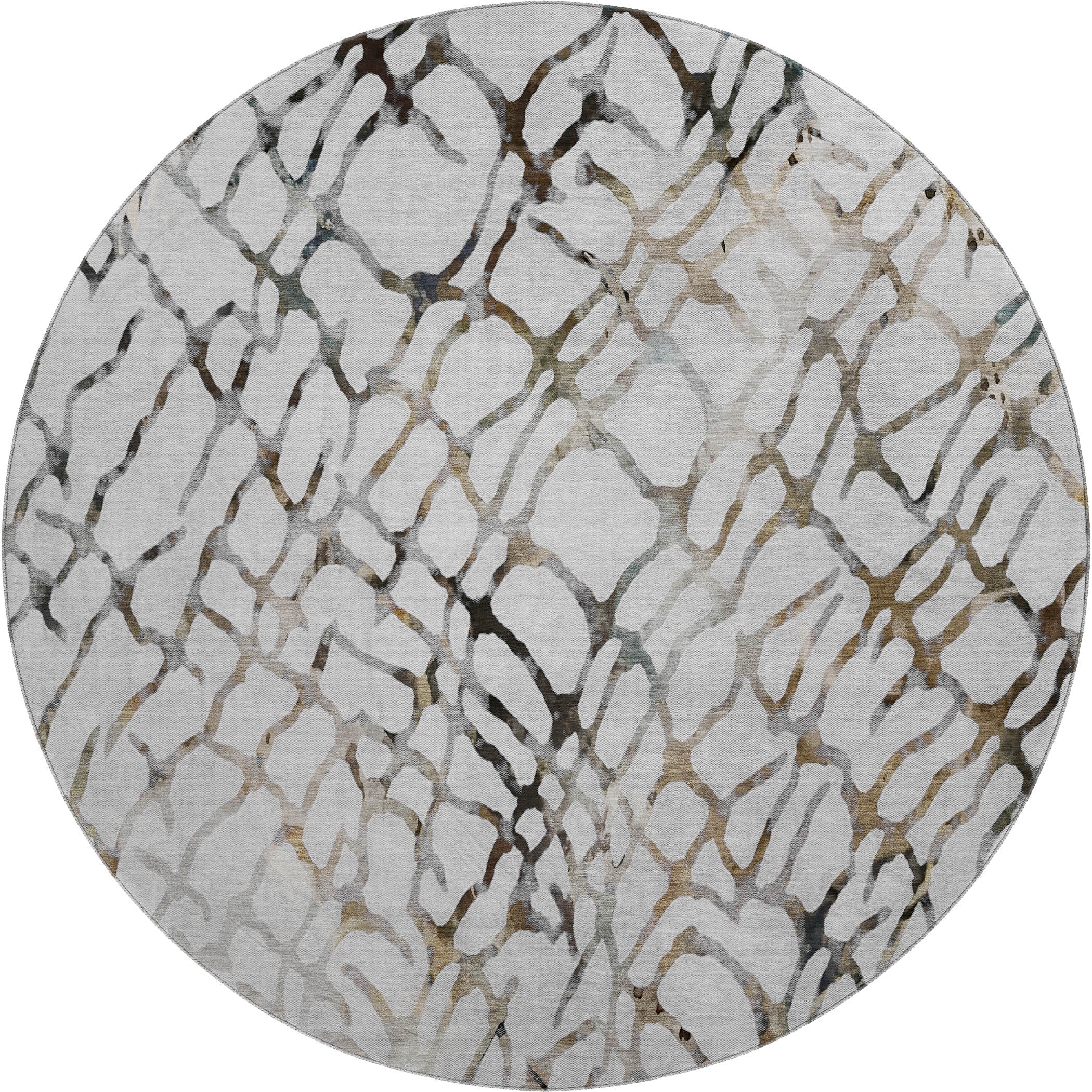 Cusco Machine Washable Transitional Silver Gray Rug 8' x 8' #shape_Round