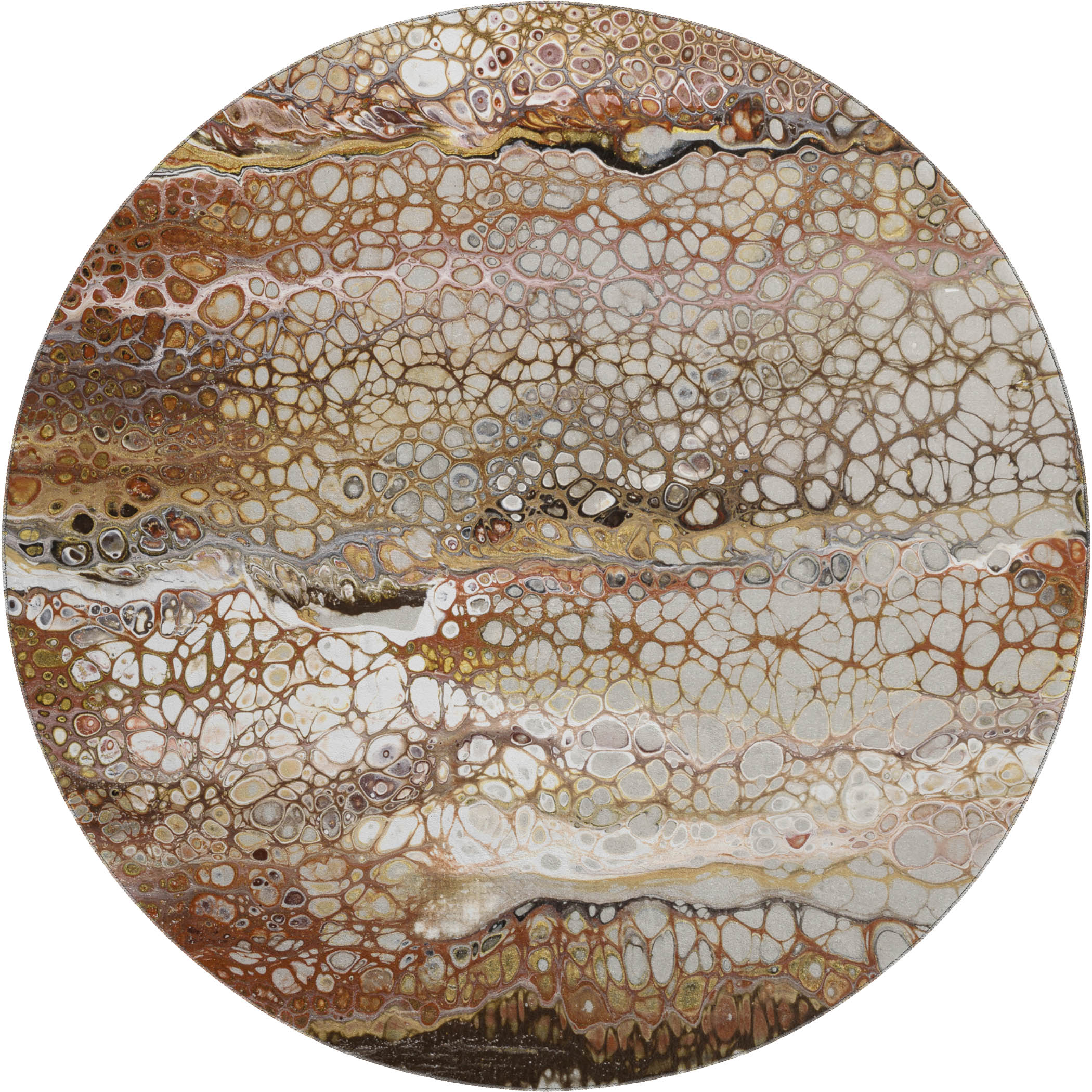 Salzburg Machine Washable Contemporary Riverbed Brown Rug 8' x 8' #shape_Round