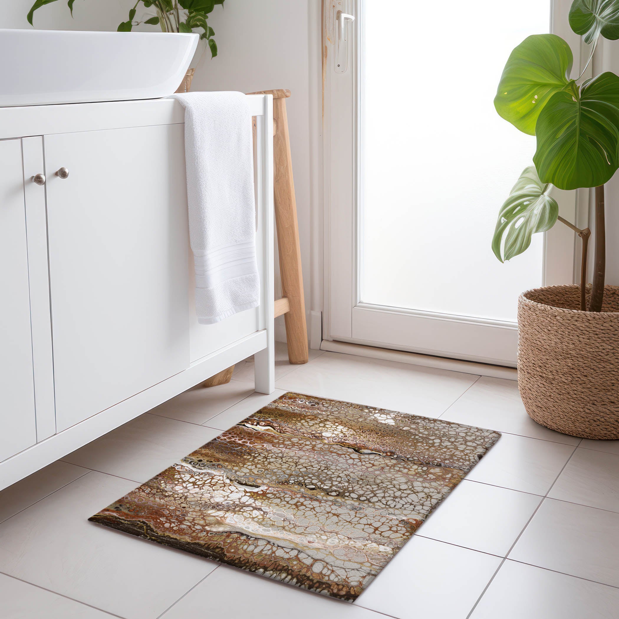Salzburg Machine Washable Contemporary Riverbed Brown Rug 1'8" x 2'6" #shape_Rectangle