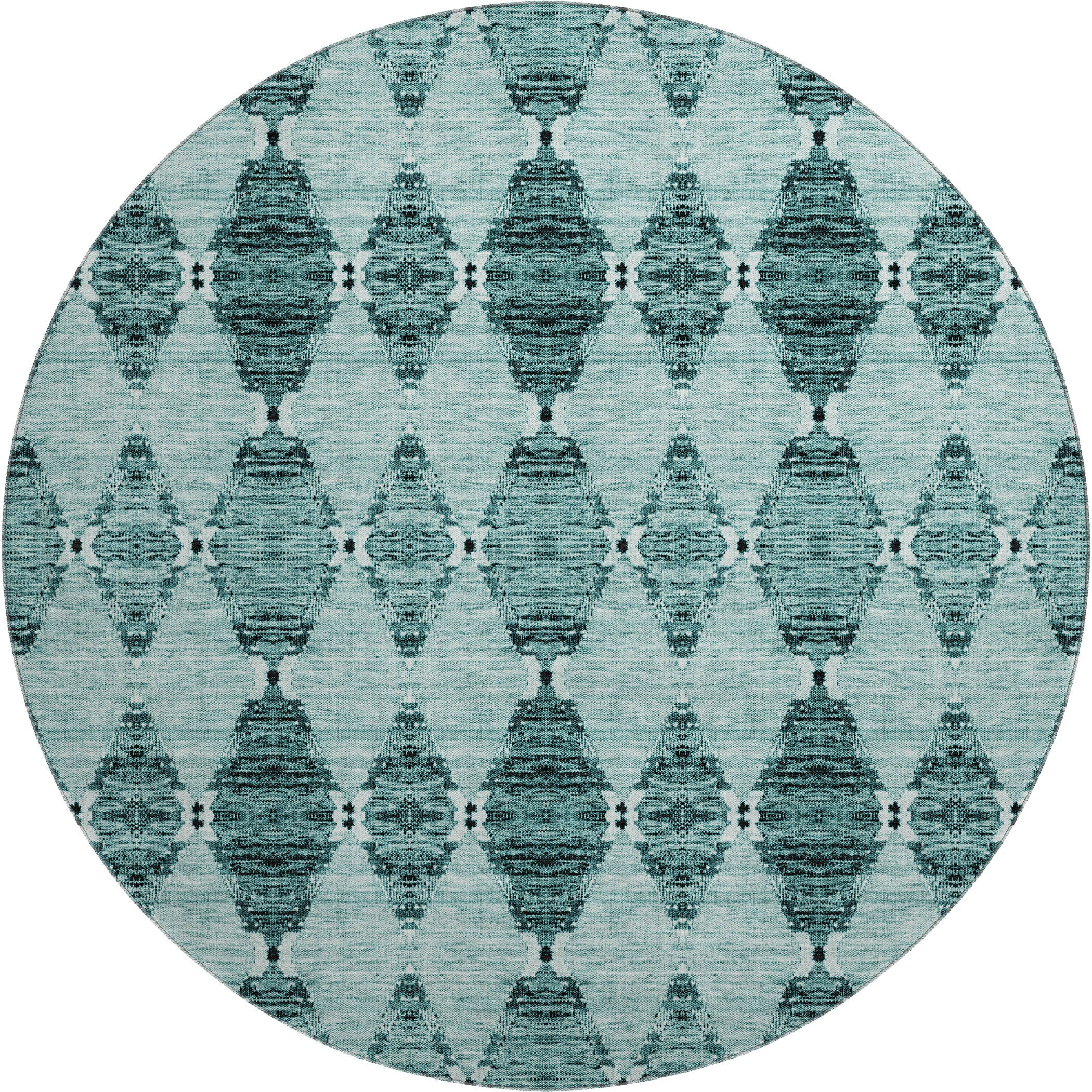 Lima Machine Washable Transitional Teal Rug 8' x 8' #shape_Round
