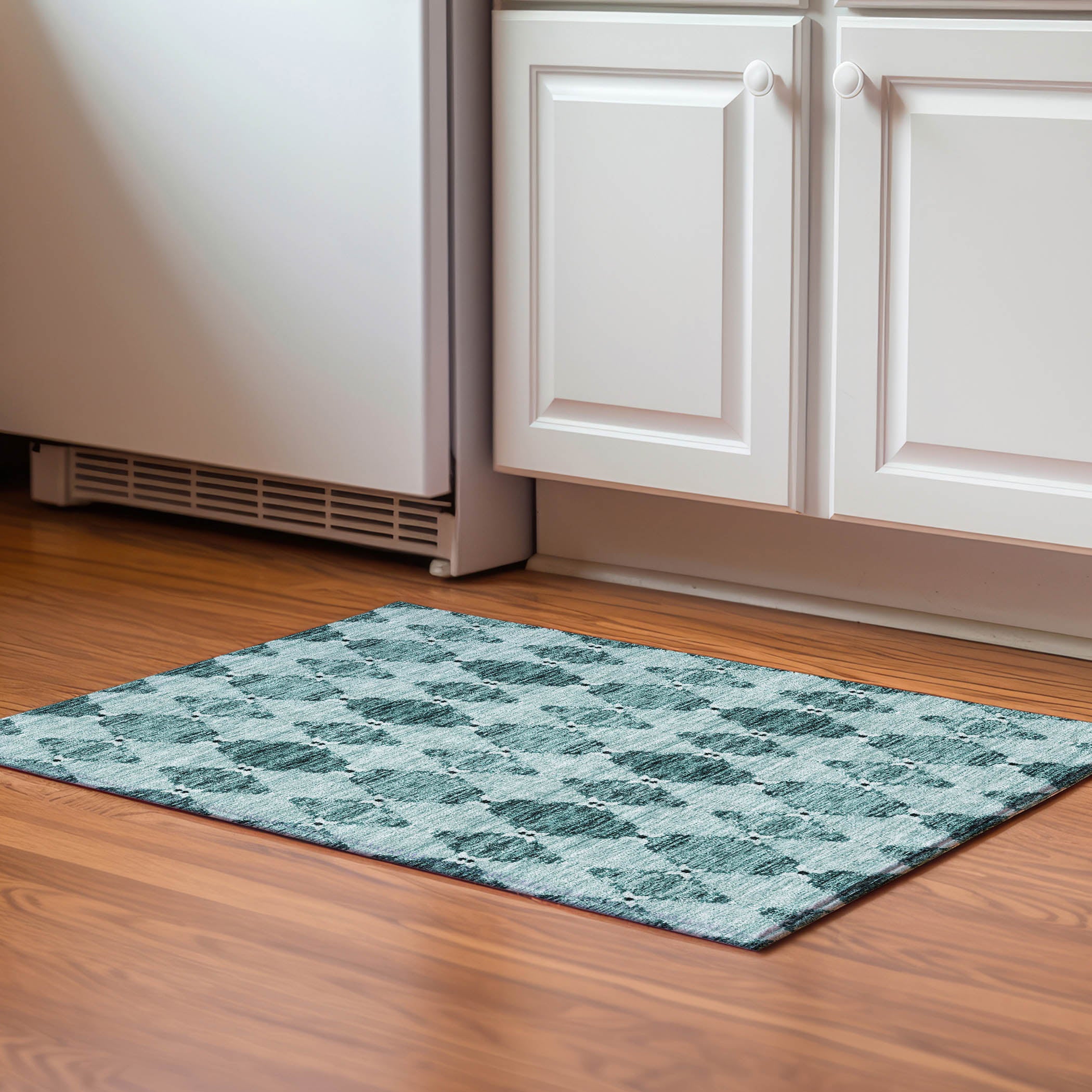 Lima Machine Washable Transitional Teal Rug 1'8" x 2'6" #shape_Rectangle
