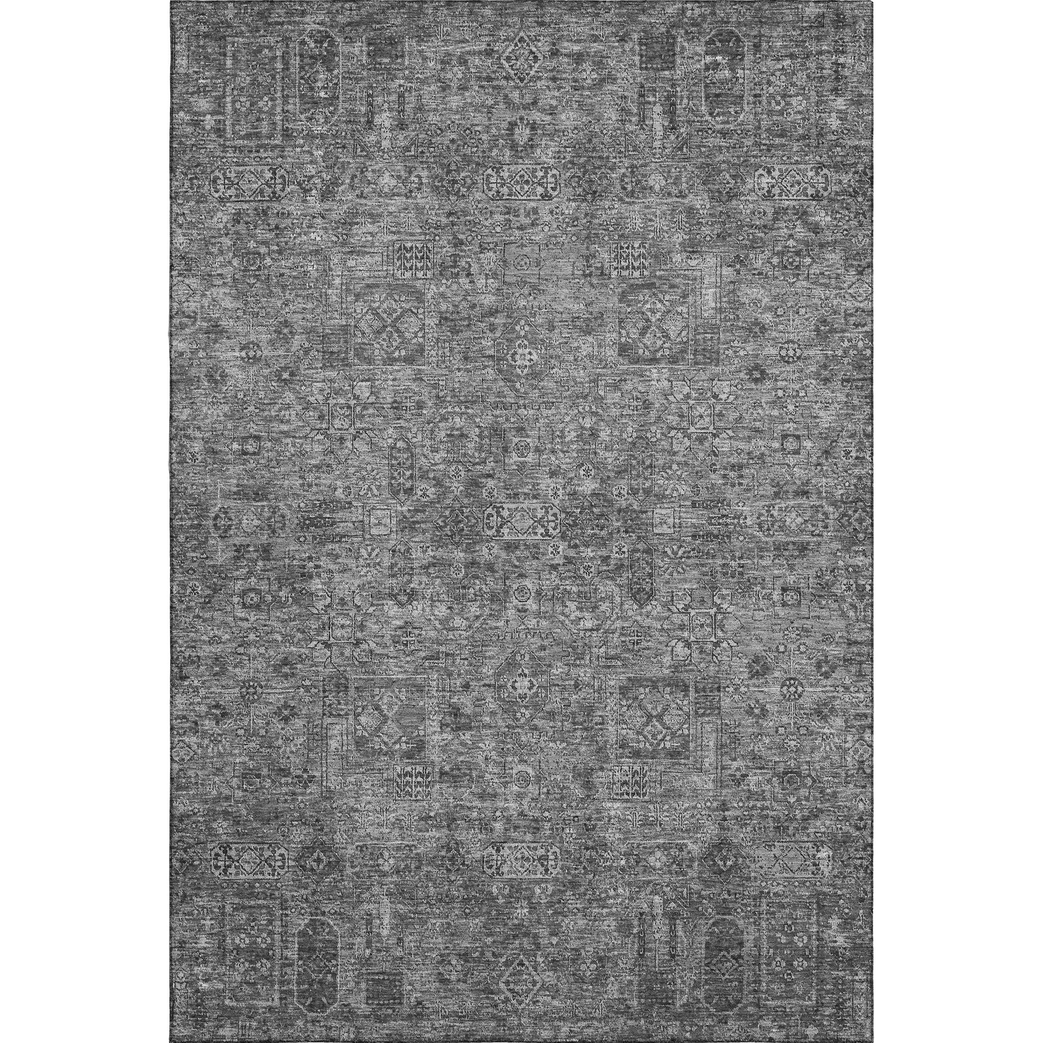 Antigua Machine Washable Transitional Charcoal Gray Rug 2'6" x 3'10" #shape_Rectangle
