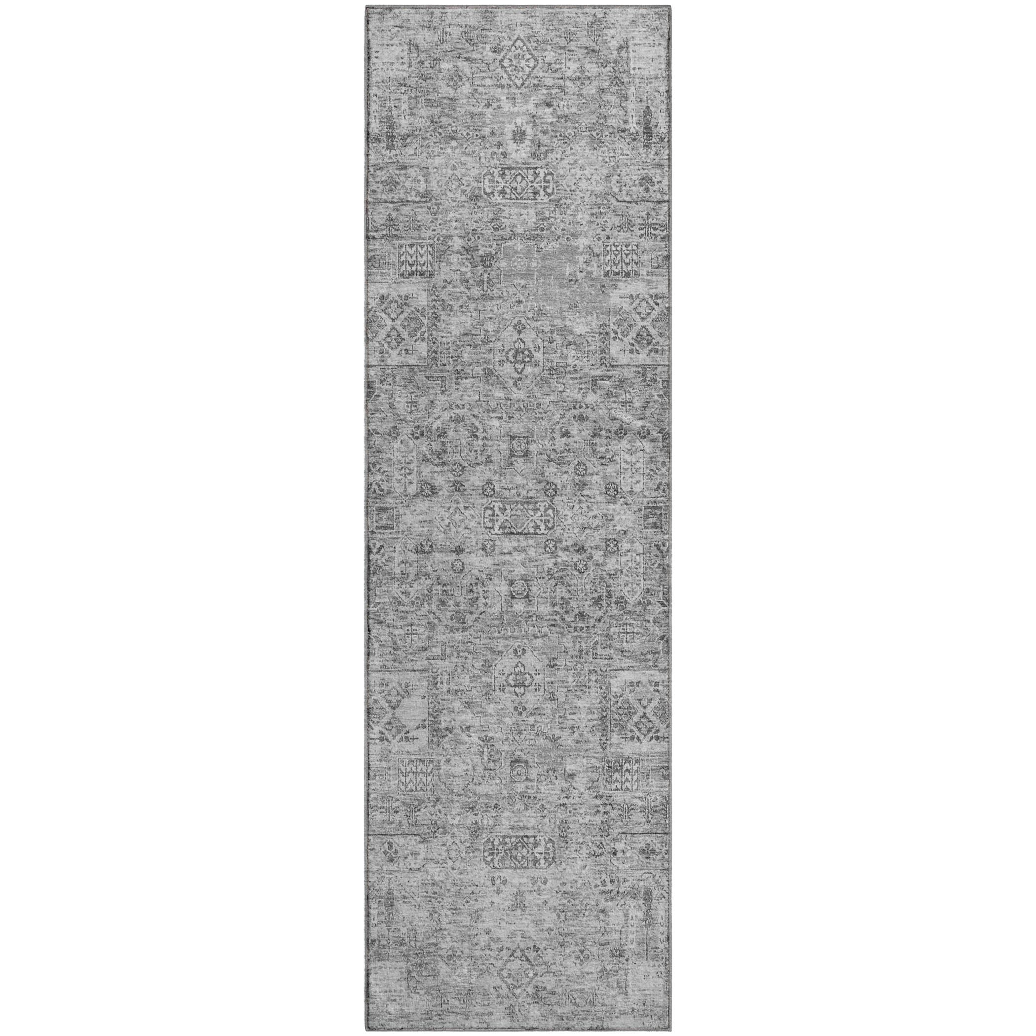 Antigua Machine Washable Transitional Gray Rug 2'3" x 7'6" #shape_Runner