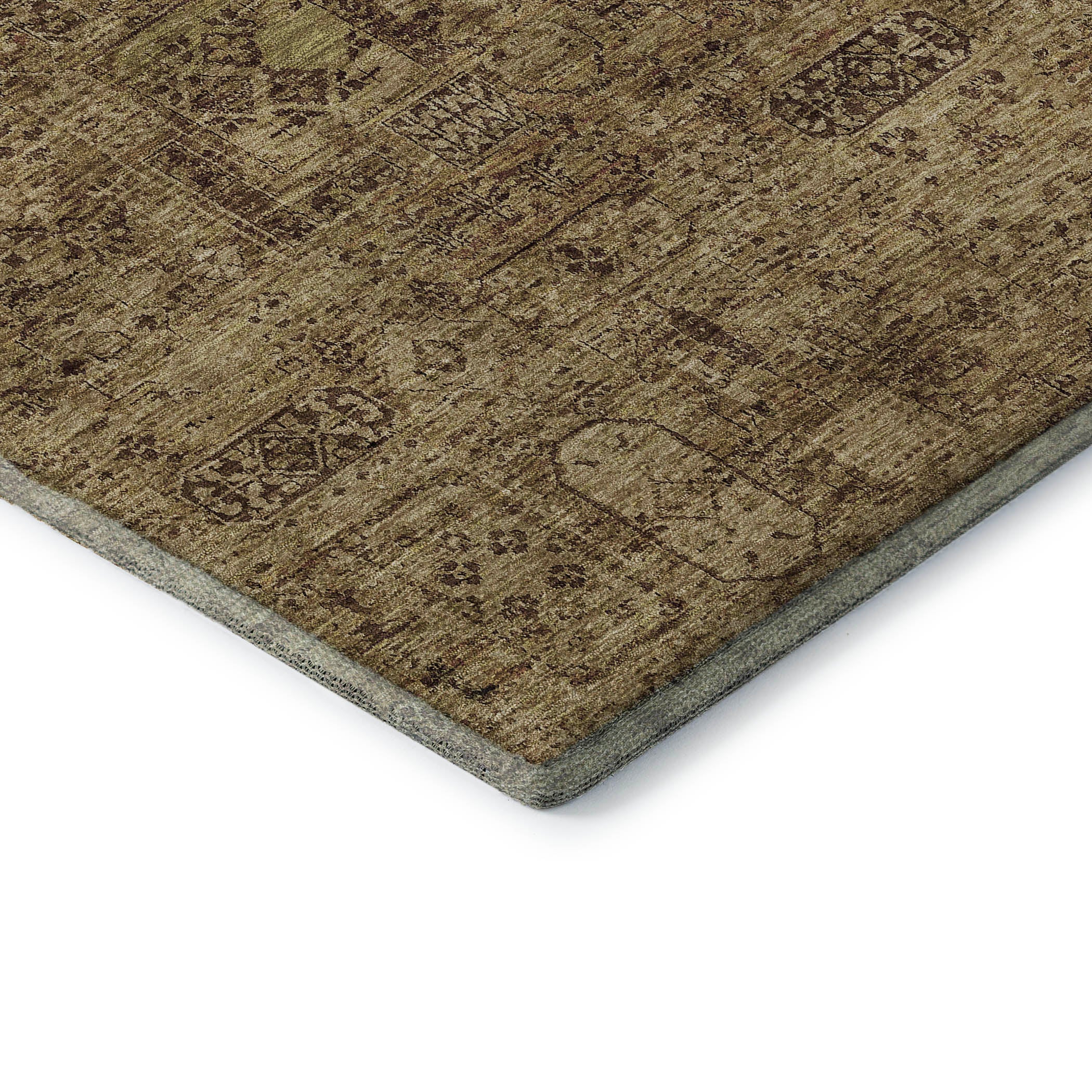 Antigua Machine Washable Transitional Mocha Brown Rug 1'8" x 2'6" #shape_Rectangle