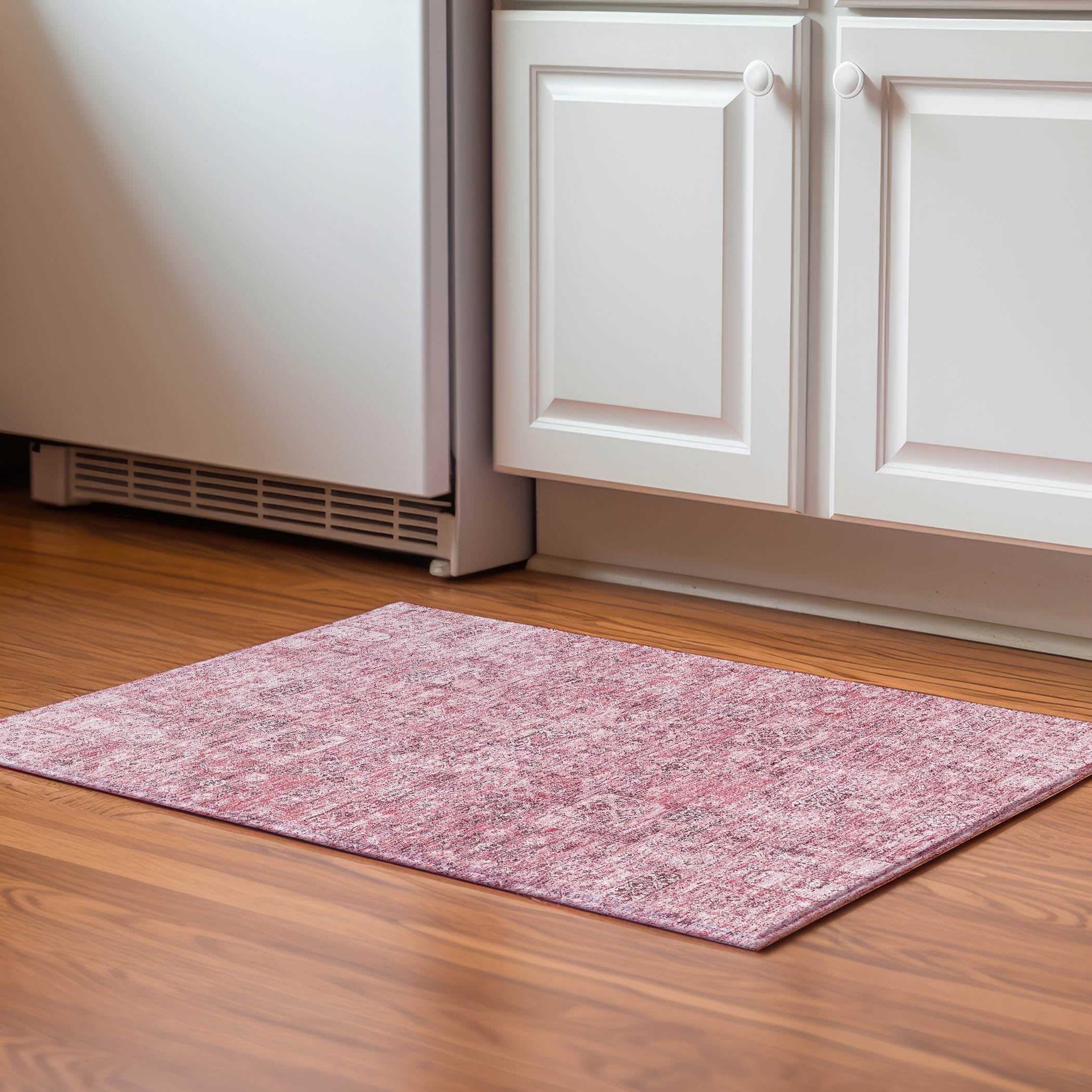 Antigua Machine Washable Transitional Pink Rug 1'8" x 2'6" #shape_Rectangle