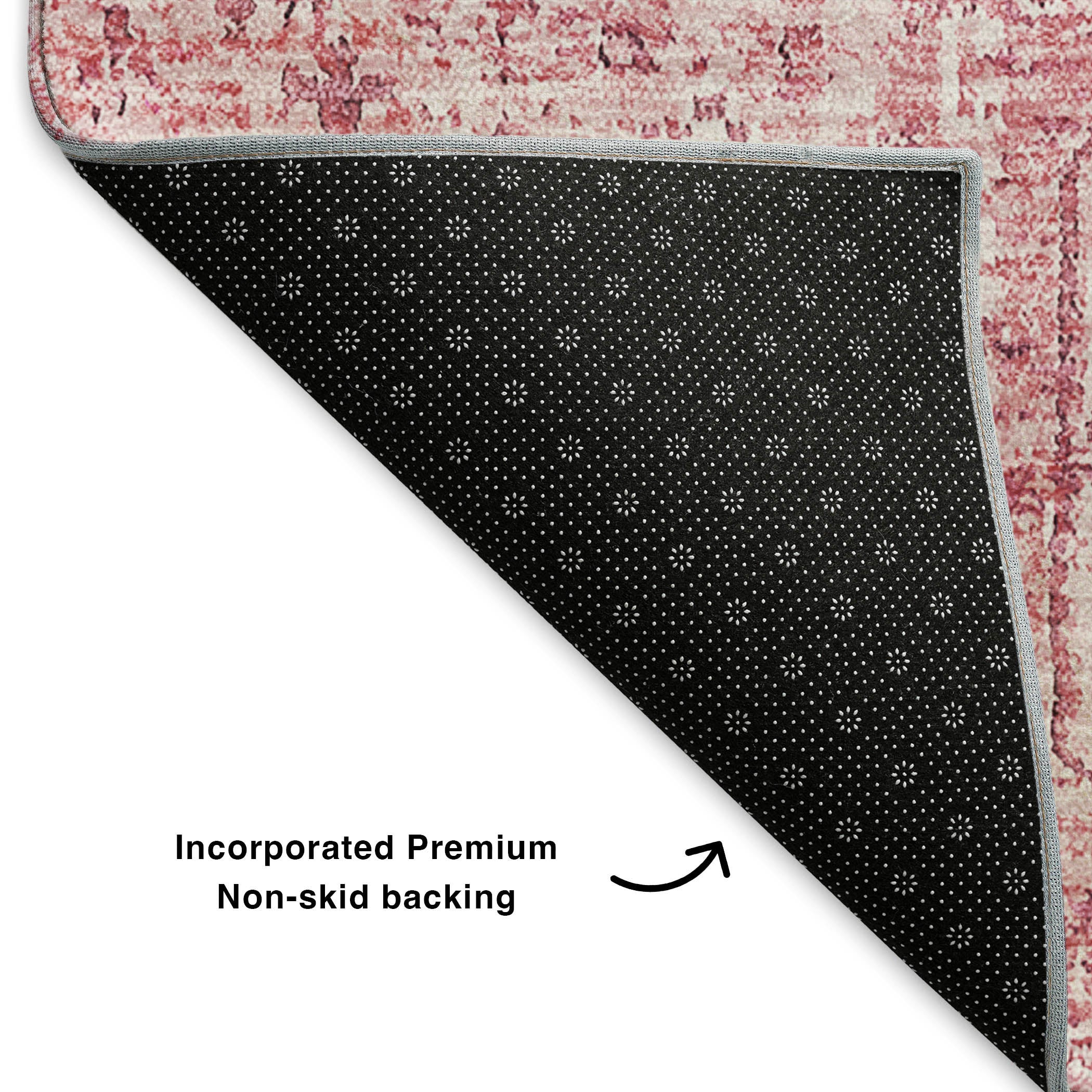 Antigua Machine Washable Transitional Pink Rug 1'8" x 2'6" #shape_Rectangle