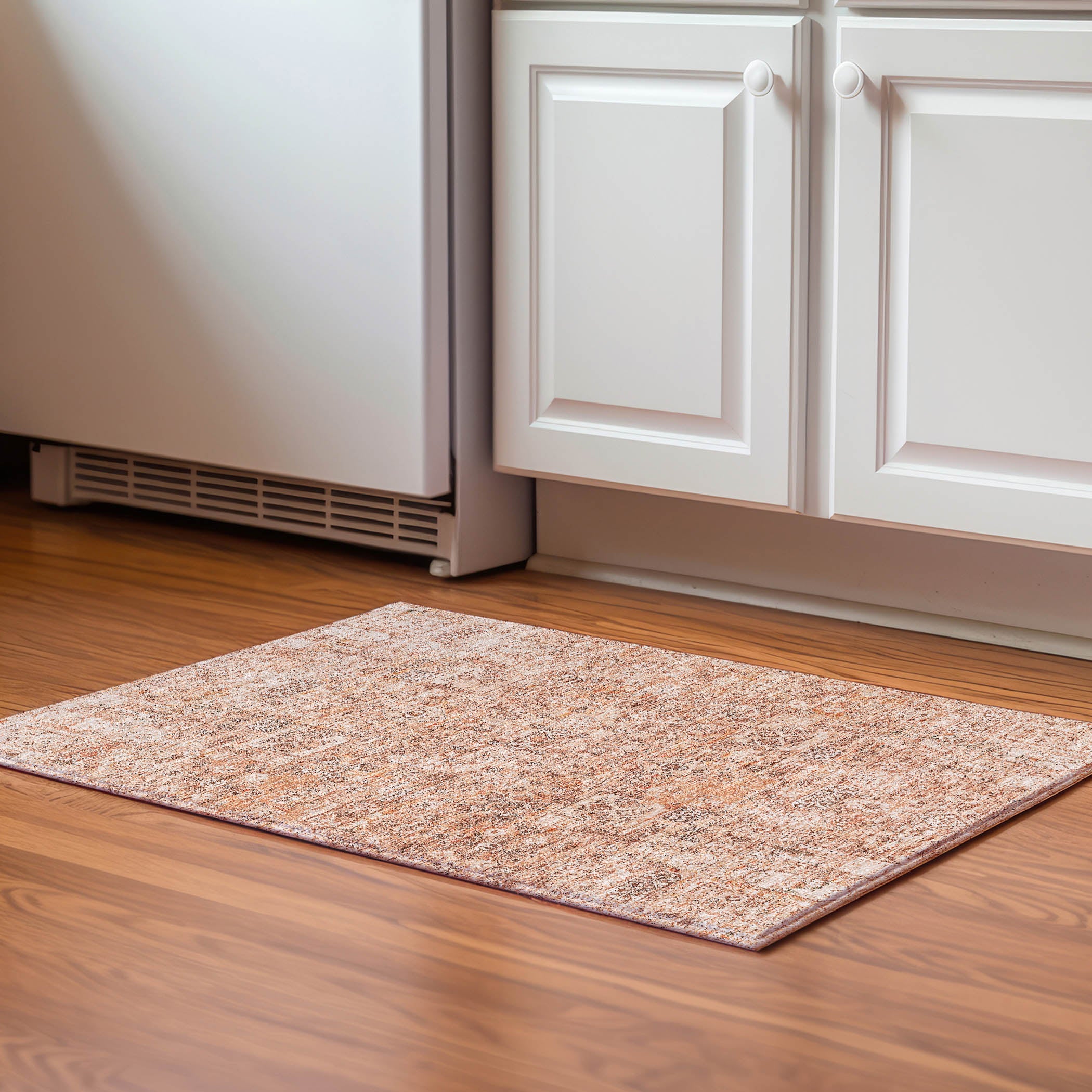 Antigua Machine Washable Transitional Salmon Orange Rug 1'8" x 2'6" #shape_Rectangle