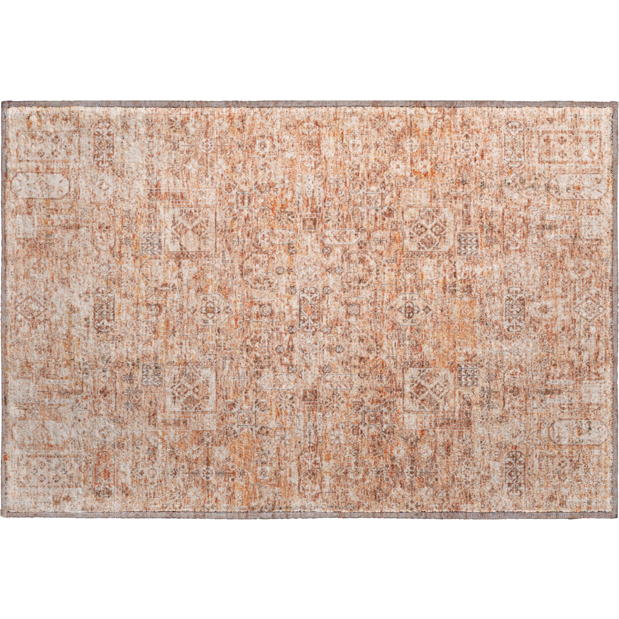 Antigua Machine Washable Transitional Salmon Orange Rug 1'8" x 2'6" #shape_Rectangle