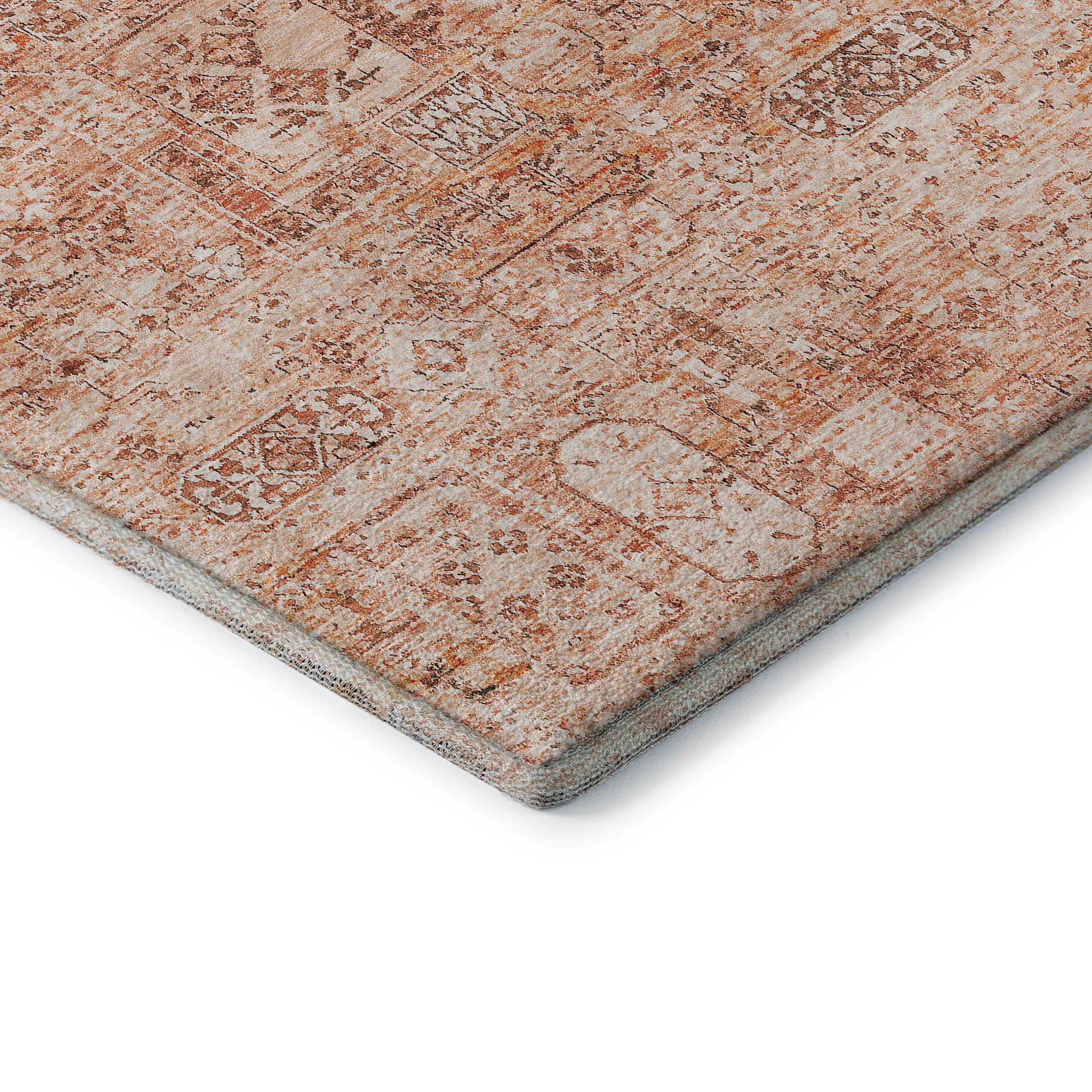Antigua Machine Washable Transitional Salmon Orange Rug 1'8" x 2'6" #shape_Rectangle
