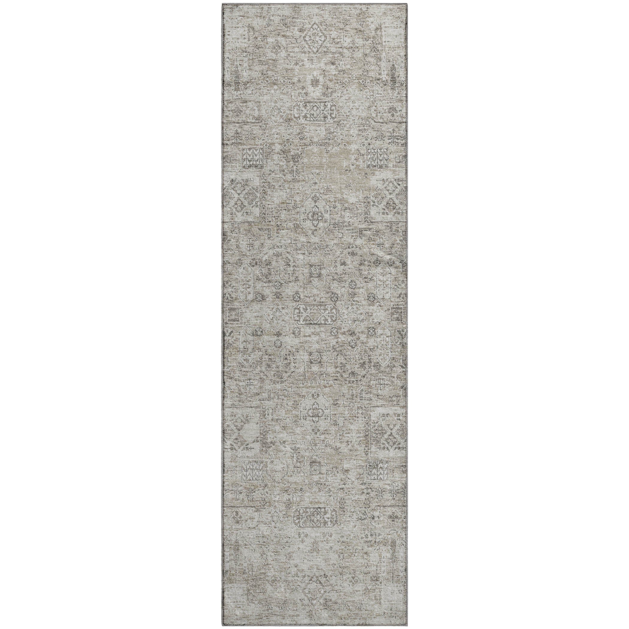 Antigua Machine Washable Transitional Taupe Brown Rug 2'3" x 7'6" #shape_Runner
