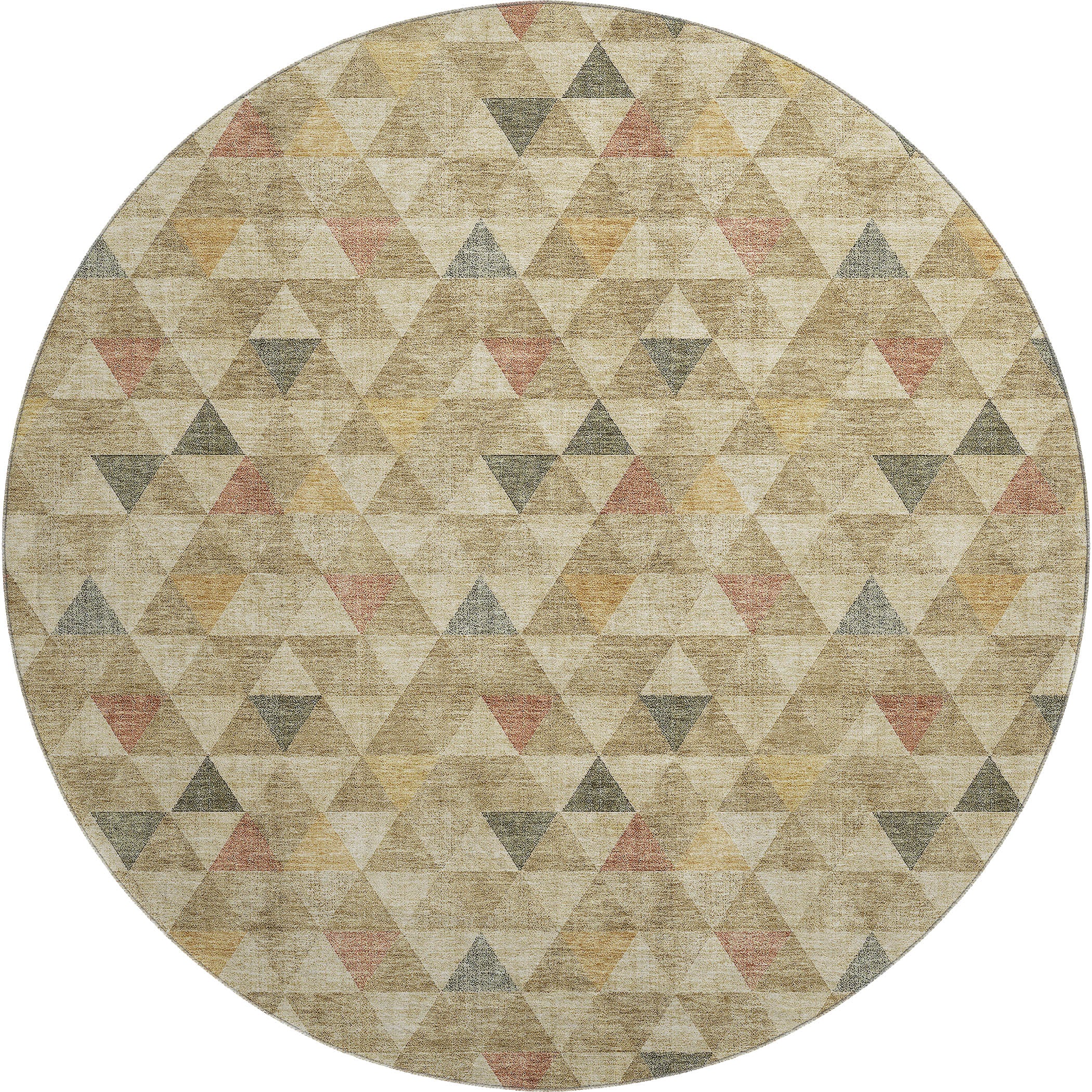 Lima Machine Washable Transitional Beige Brown Rug 8' x 8' #shape_Round