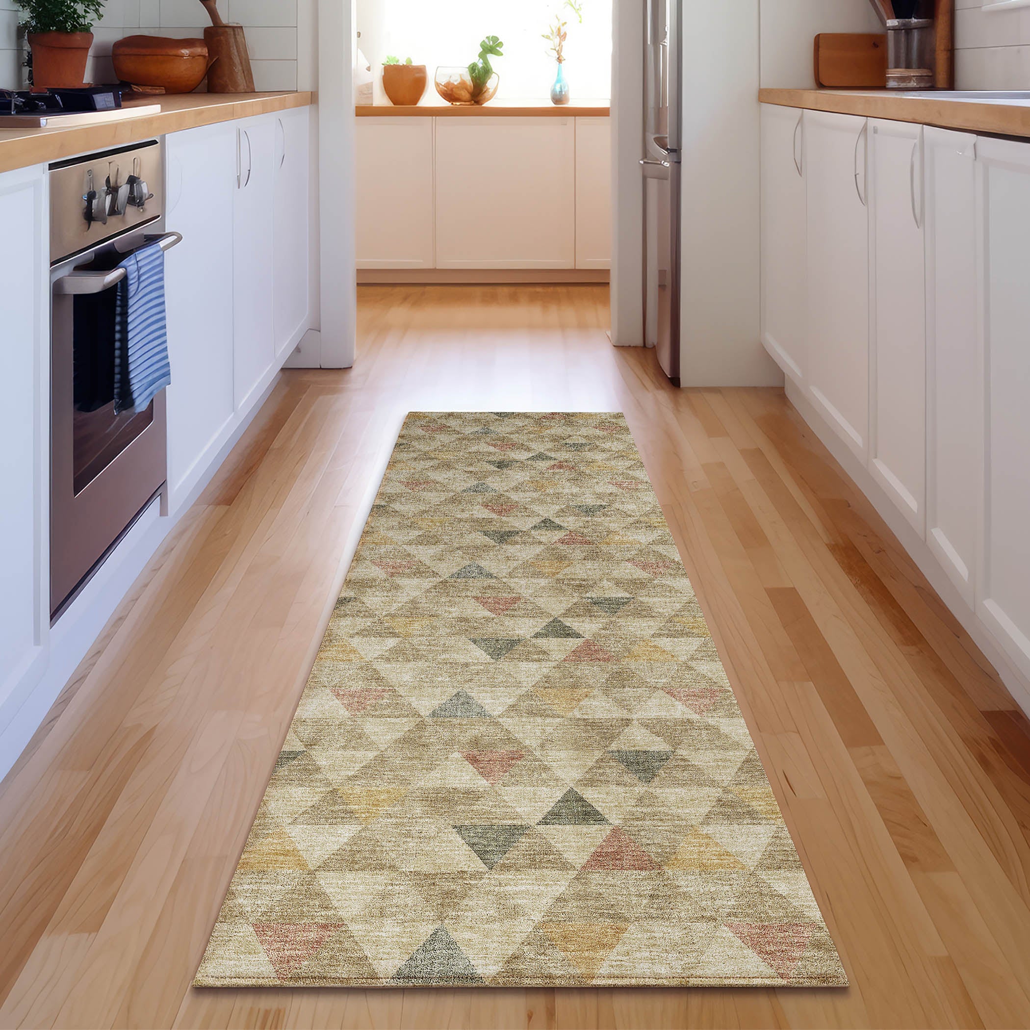 Lima Machine Washable Transitional Beige Brown Rug 2'3" x 7'6" #shape_Runner