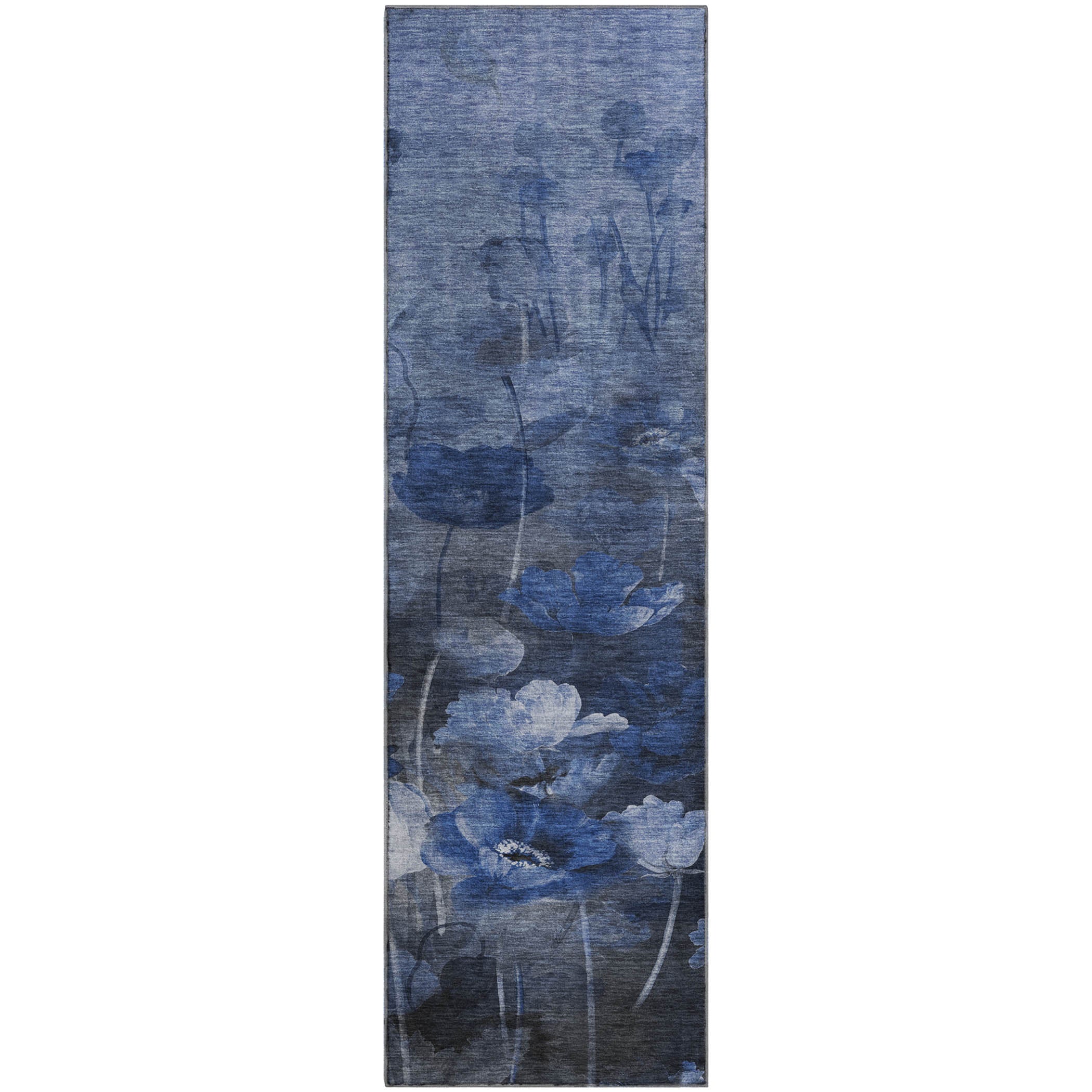 Bern Machine Washable Transitional Blue Rug 2'3" x 7'6" #shape_Runner