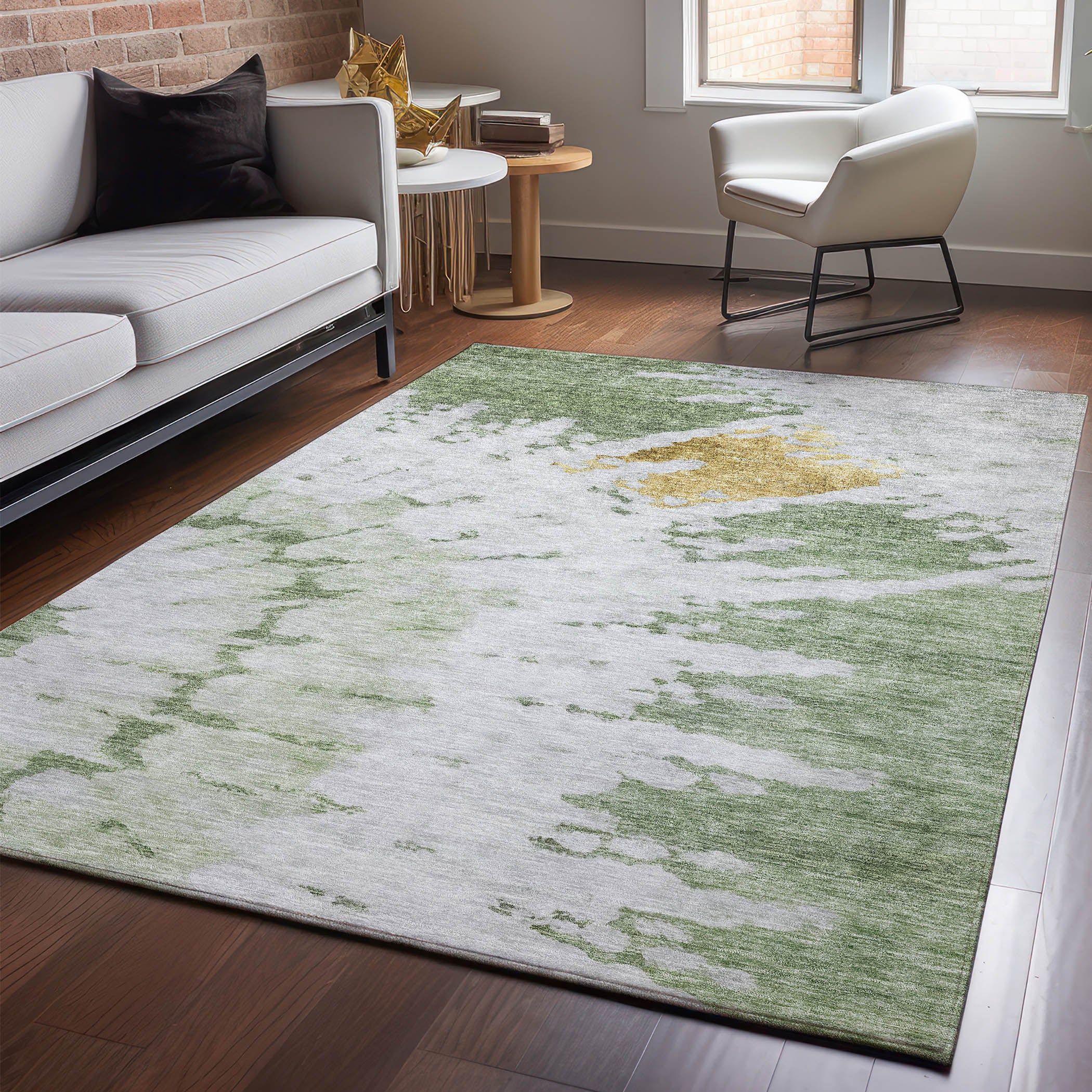 Lucerne Machine Washable Transitional Aloe Green Rug 2'6" x 3'10" #shape_Rectangle