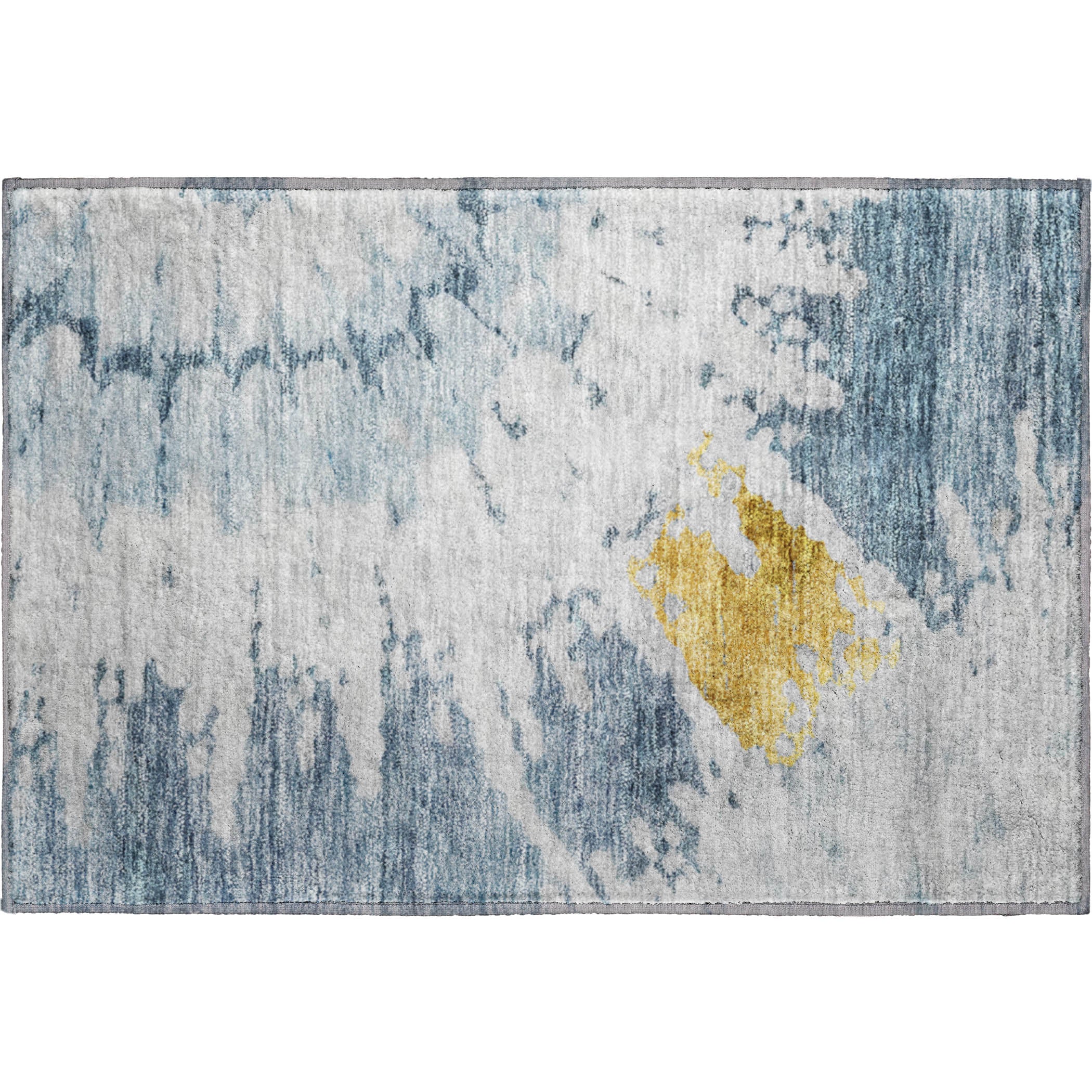 Lucerne Machine Washable Transitional Blue Rug 1'8" x 2'6" #shape_Rectangle