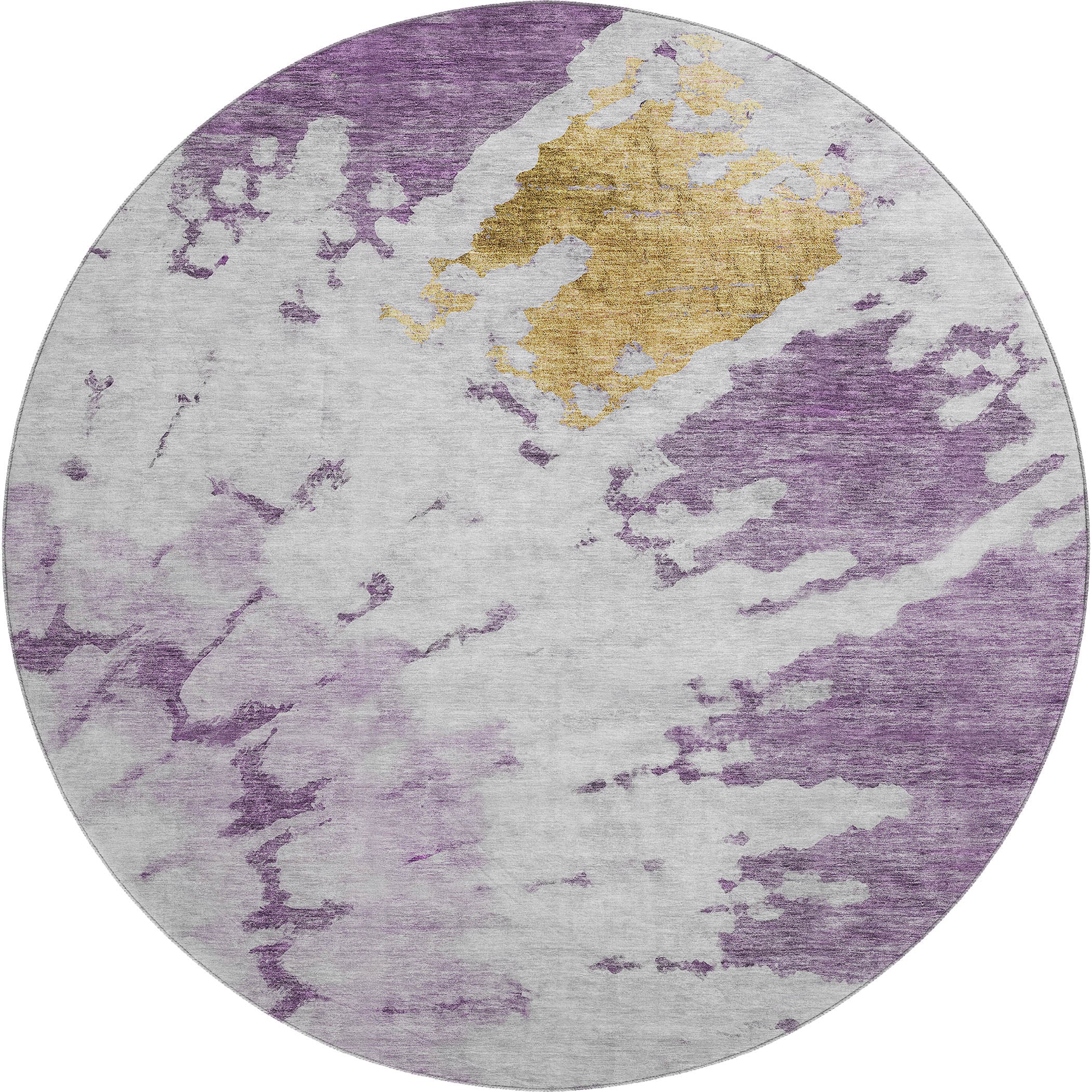 Lucerne Machine Washable Transitional Purple Rug 8' x 8' #shape_Round