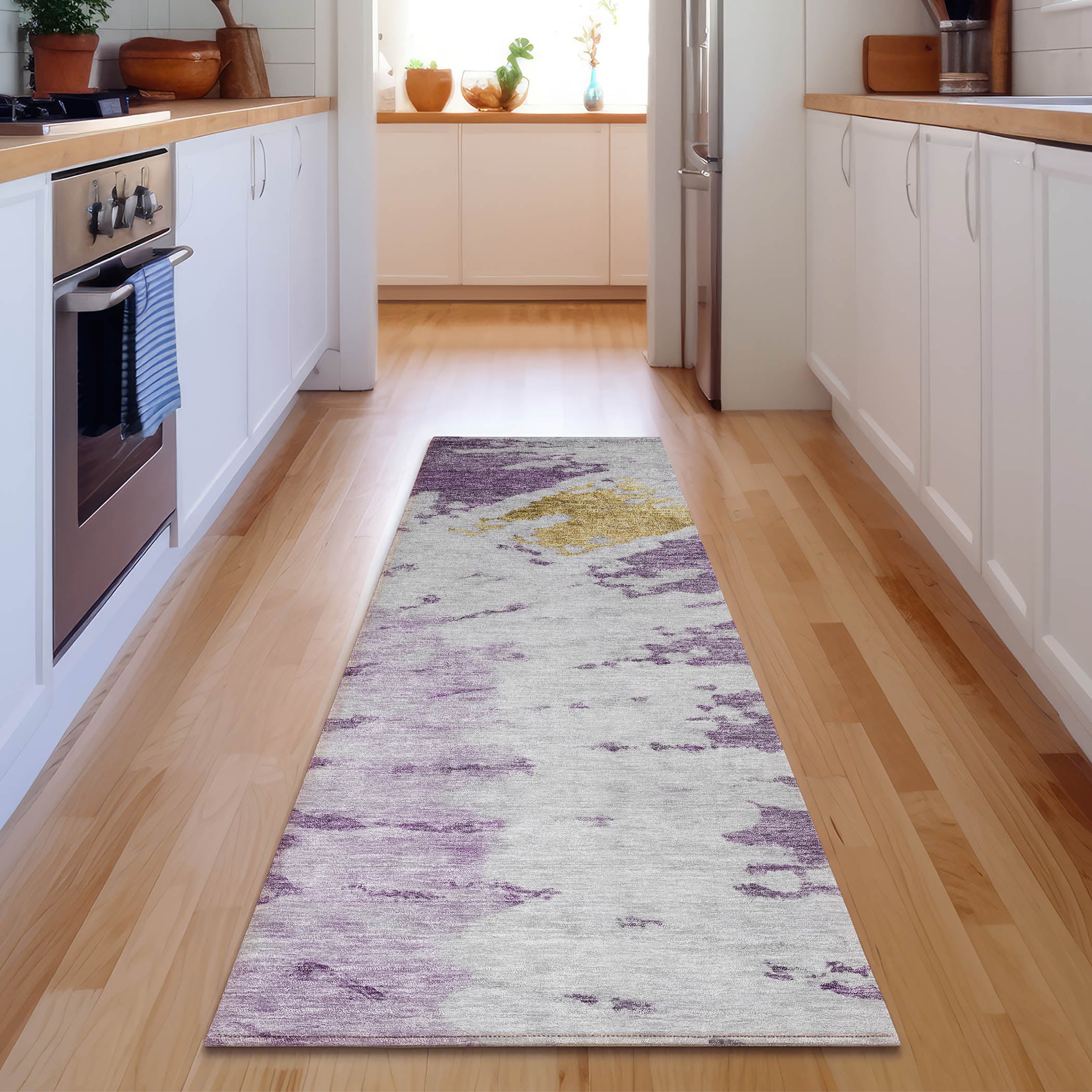 Lucerne Machine Washable Transitional Purple Rug 2'3" x 7'6" #shape_Runner