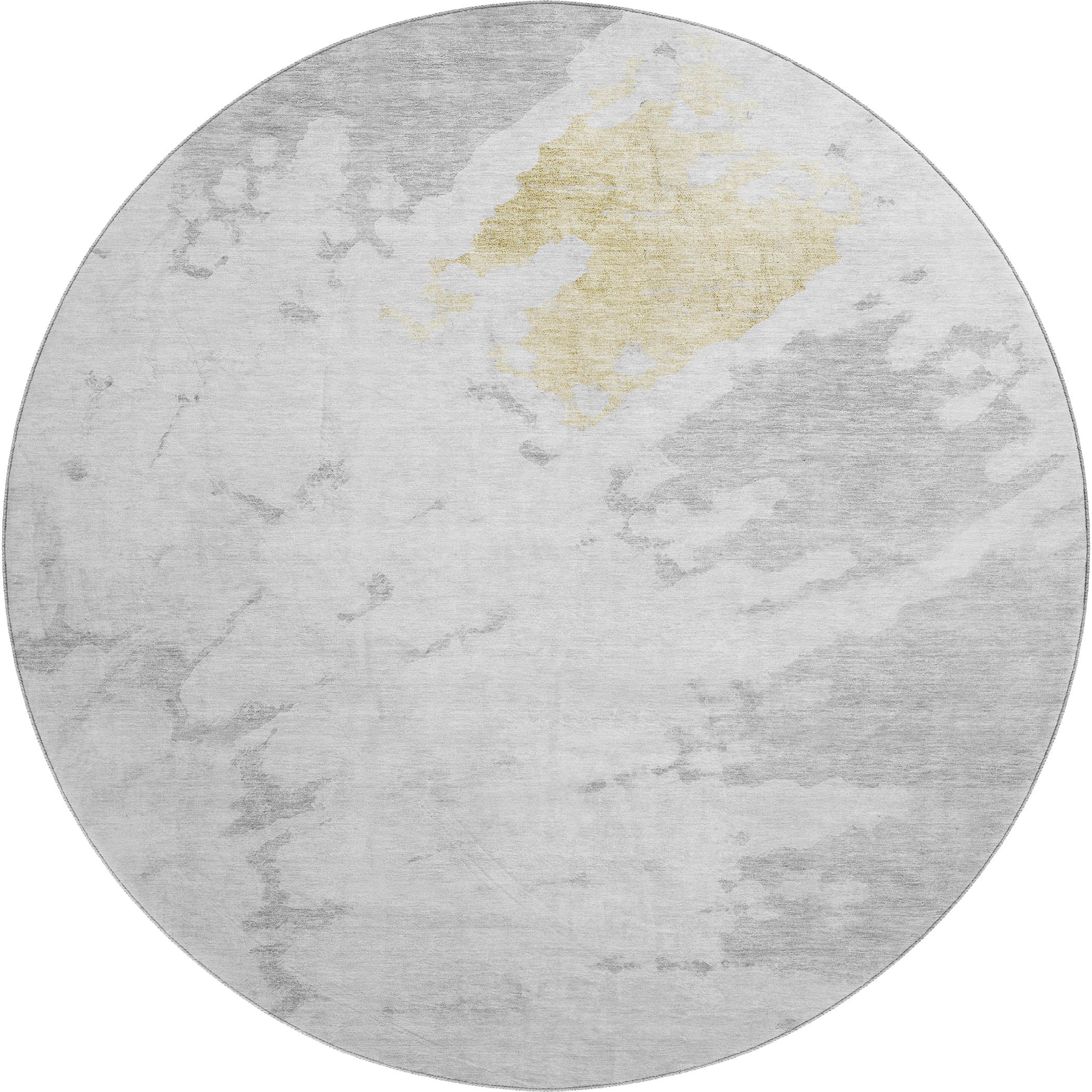 Lucerne Machine Washable Transitional Silver Gray Rug 8' x 8' #shape_Round