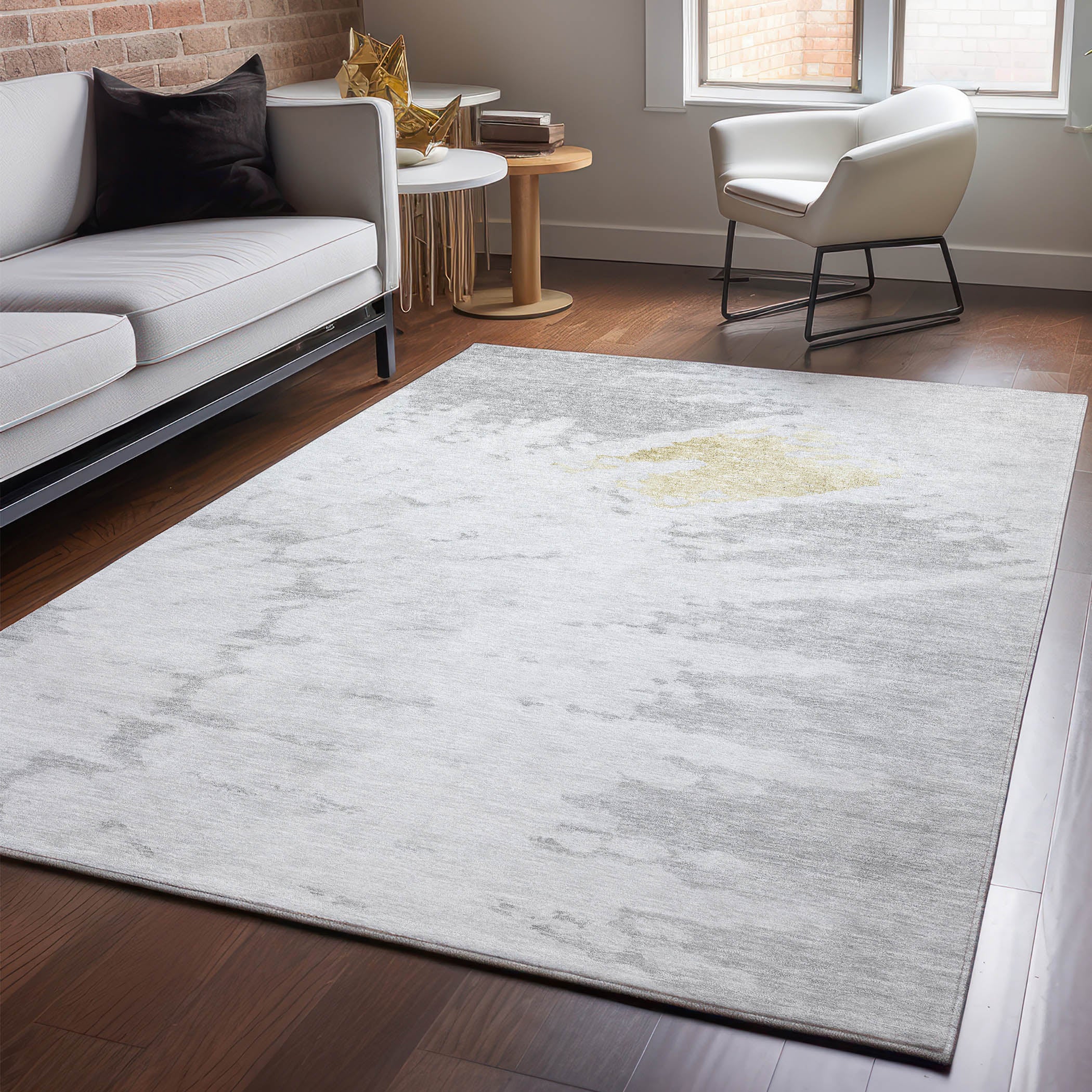 Lucerne Machine Washable Transitional Silver Gray Rug 2'6" x 3'10" #shape_Rectangle