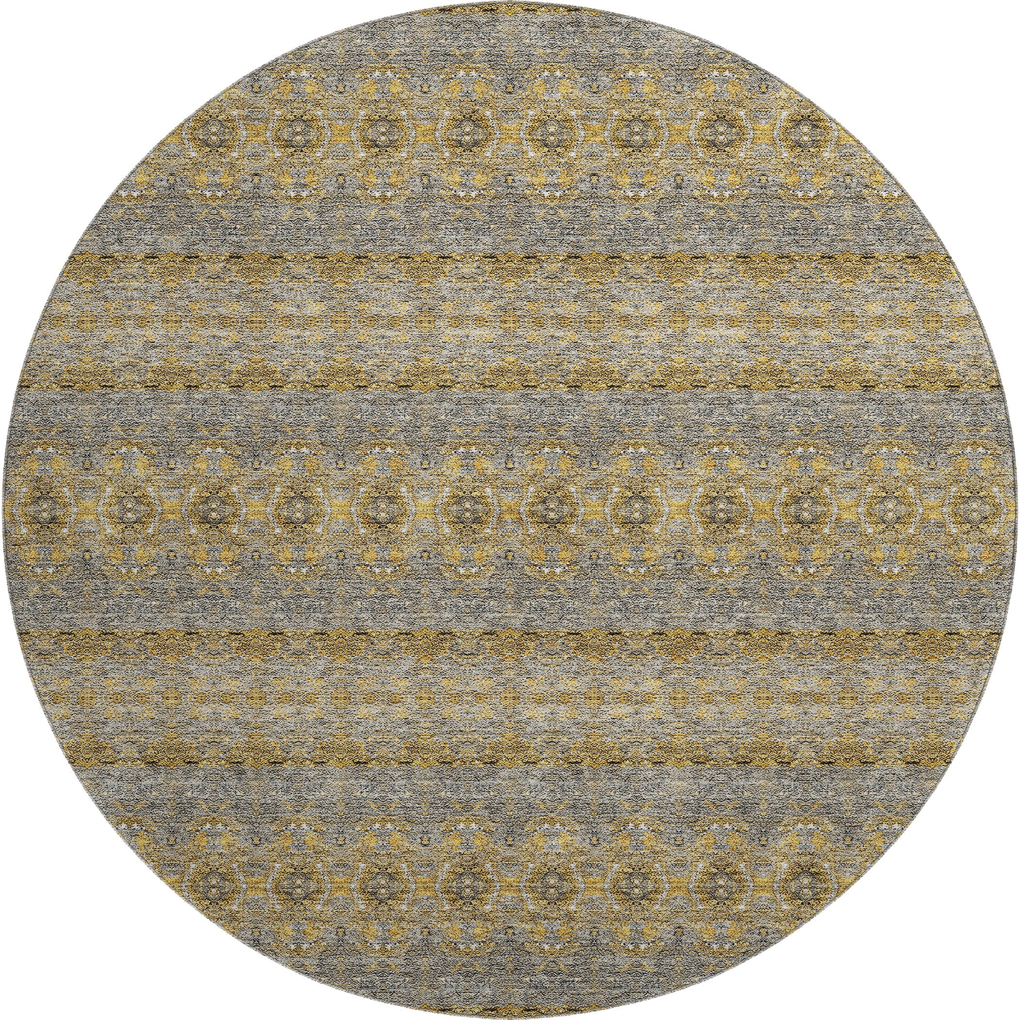 Marrakech Machine Washable Transitional Gold Rug 8' x 8' #shape_Round