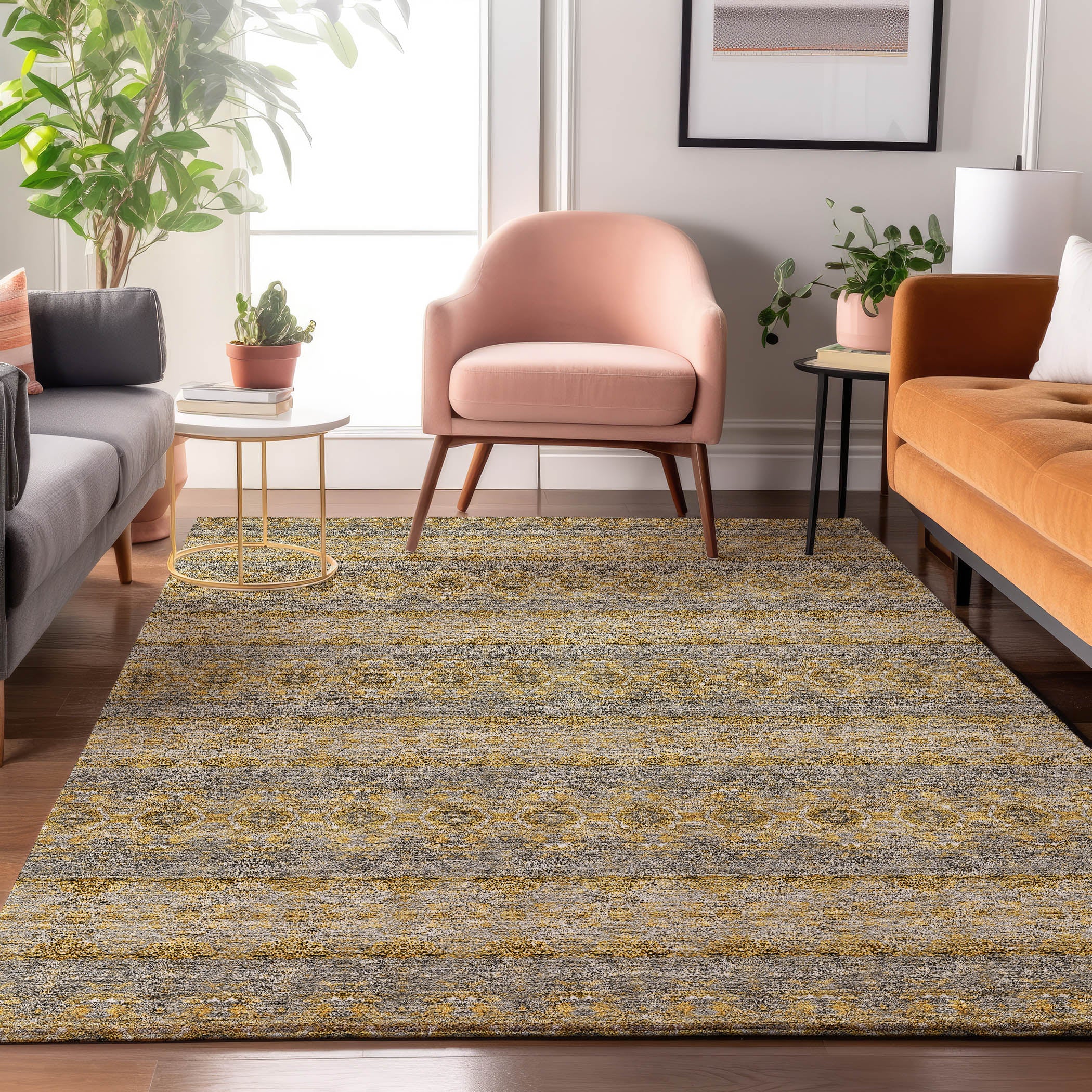 Marrakech Machine Washable Transitional Gold Rug 2'6" x 3'10" #shape_Rectangle