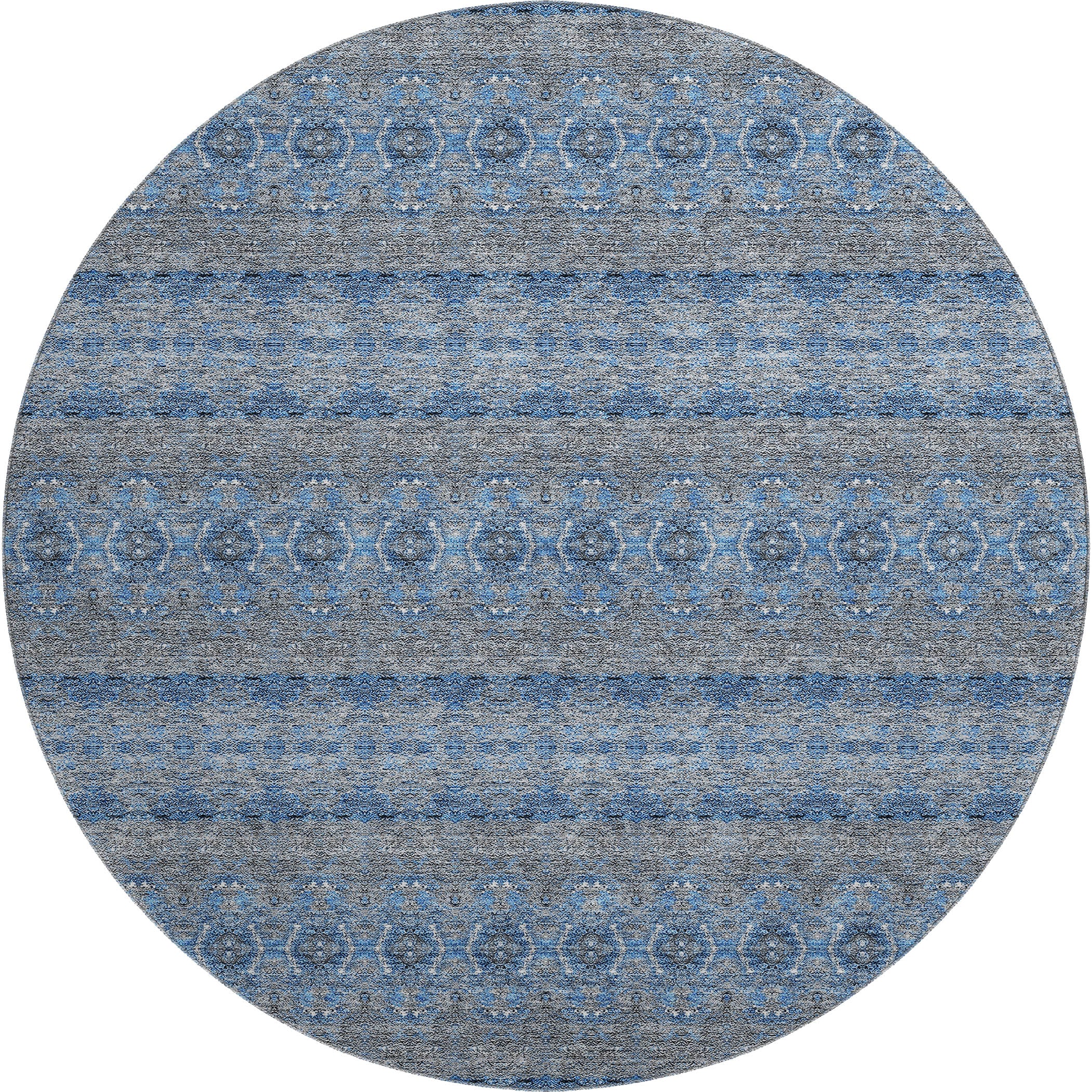 Marrakech Machine Washable Transitional Navy Blue Rug 8' x 8' #shape_Round