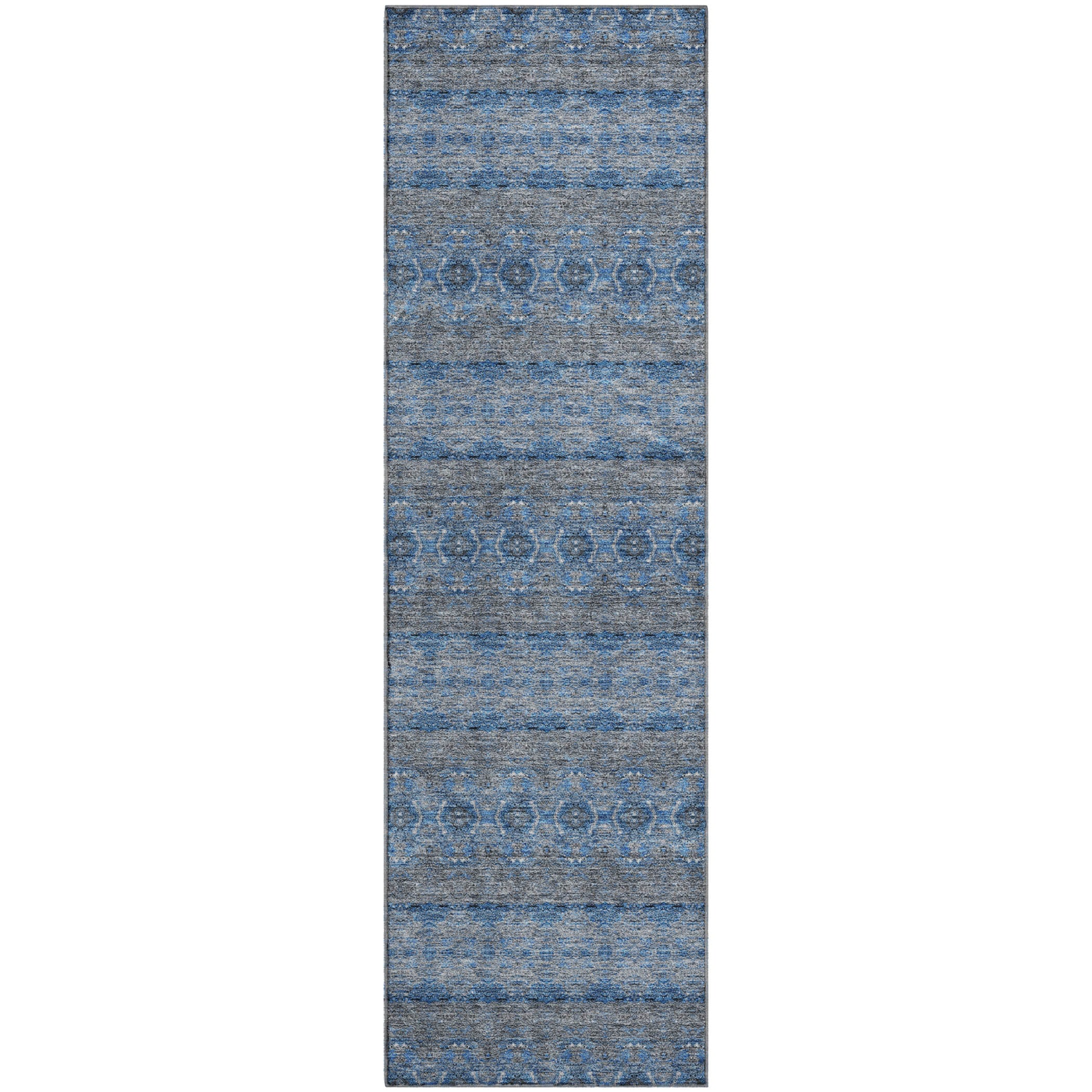 Marrakech Machine Washable Transitional Navy Blue Rug 2'3" x 7'6" #shape_Runner