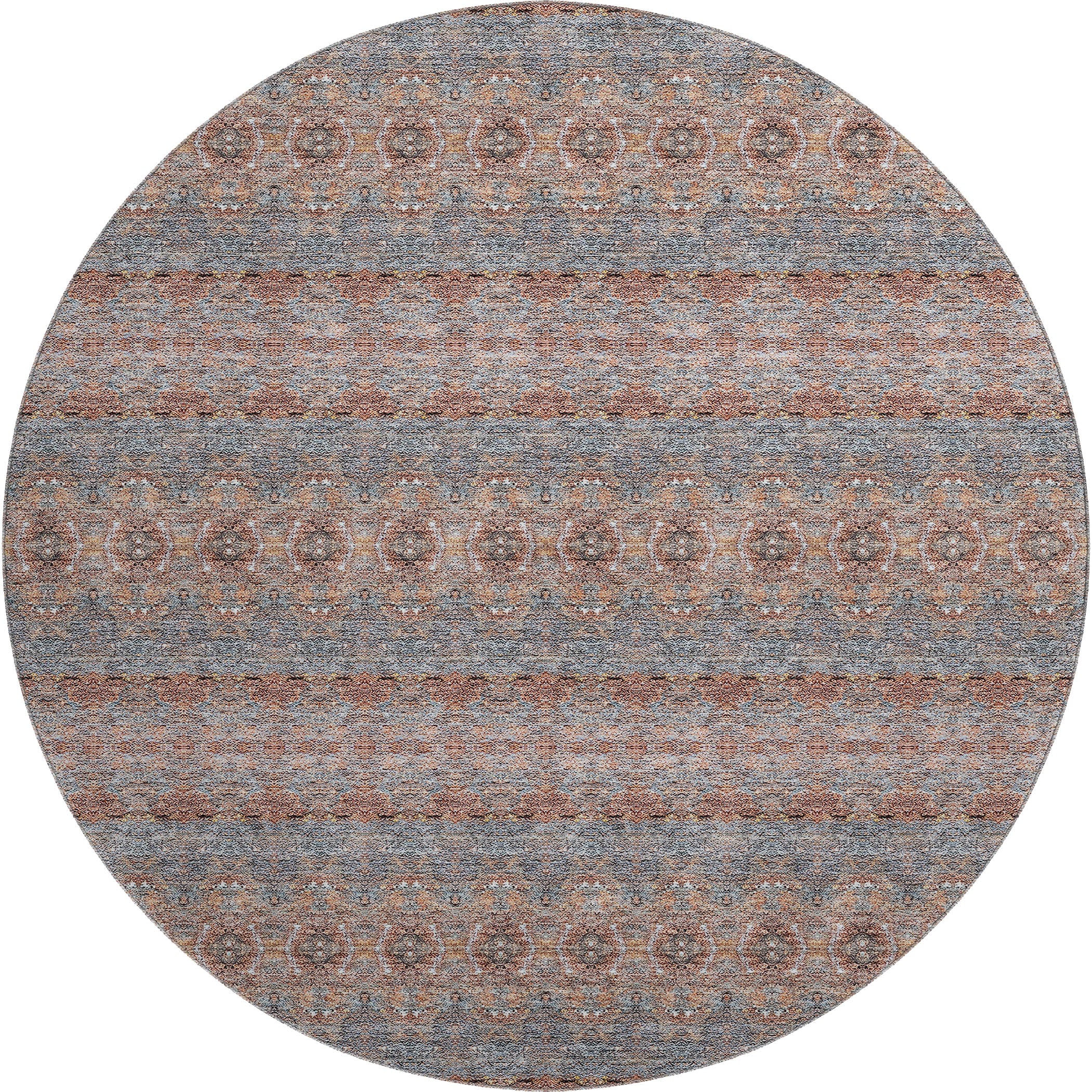 Marrakech Machine Washable Transitional Paprika Orange Rug 8' x 8' #shape_Round