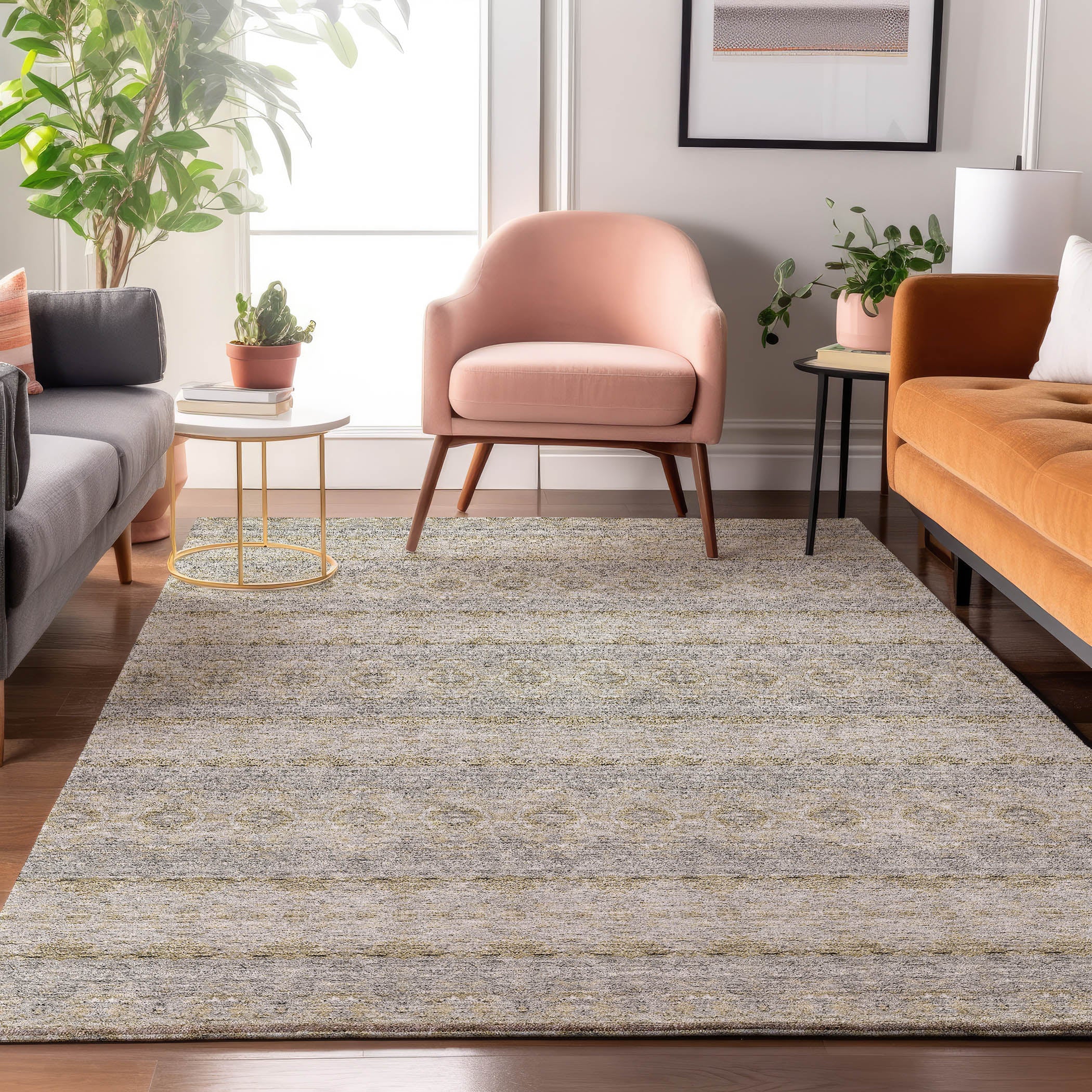 Marrakech Machine Washable Transitional Silver Gray Rug 2'6" x 3'10" #shape_Rectangle