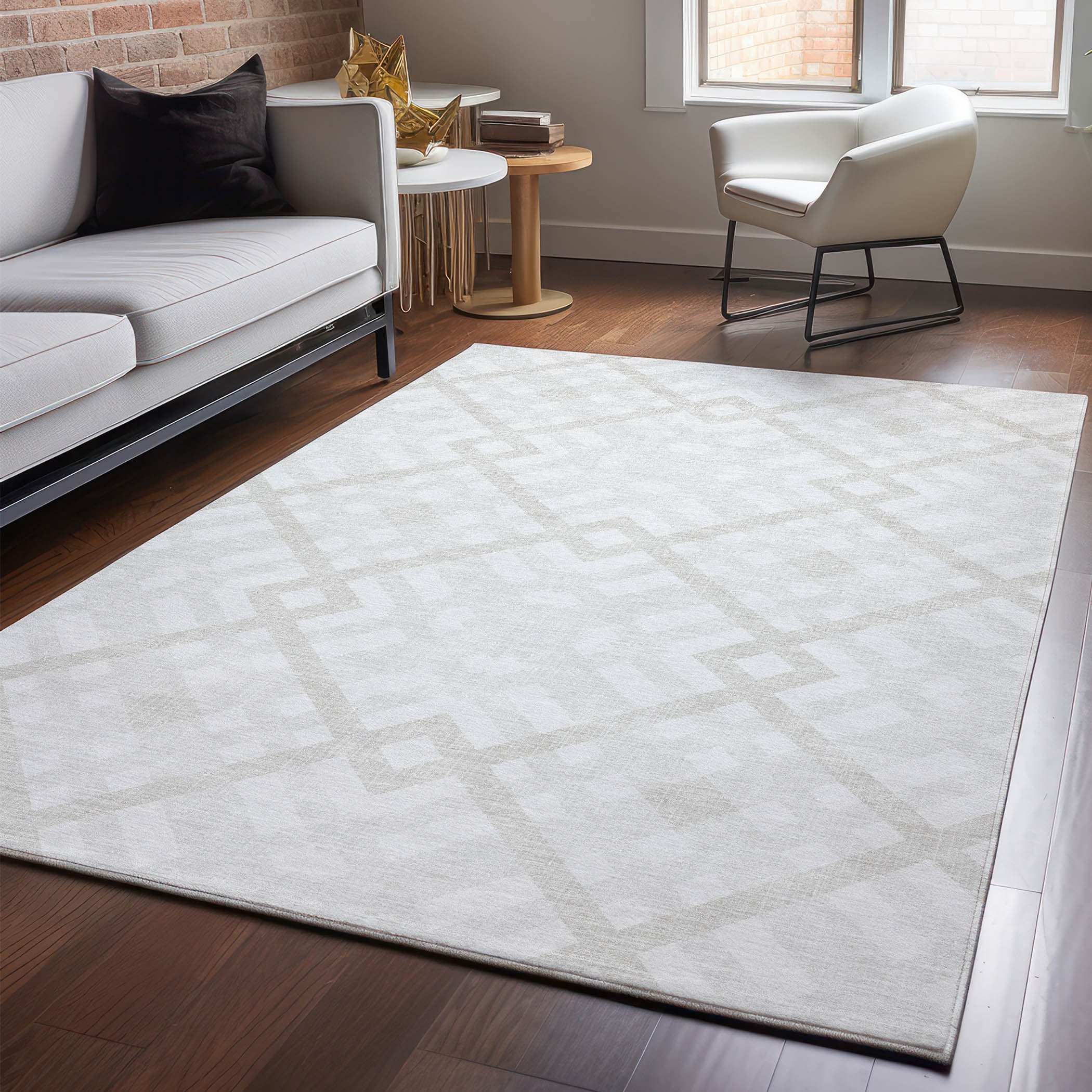 Kathmandu Machine Washable Transitional Ivory Rug 2'6" x 3'10" #shape_Rectangle