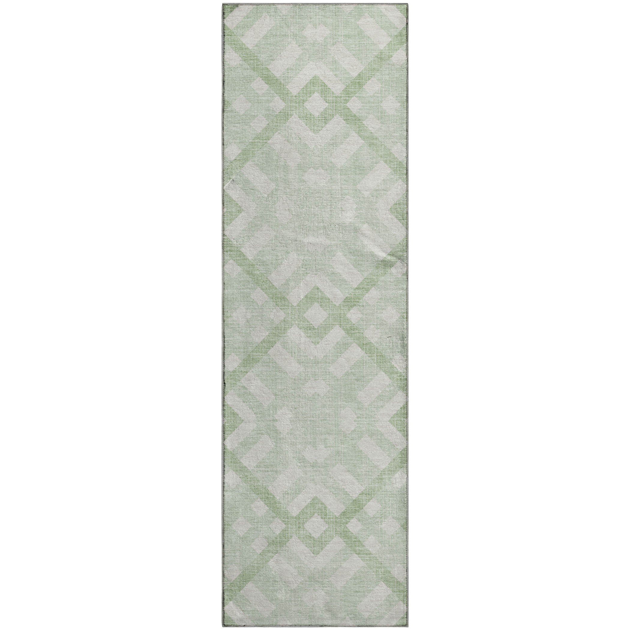 Kathmandu Machine Washable Transitional Mint Green Rug 2'3" x 7'6" #shape_Runner