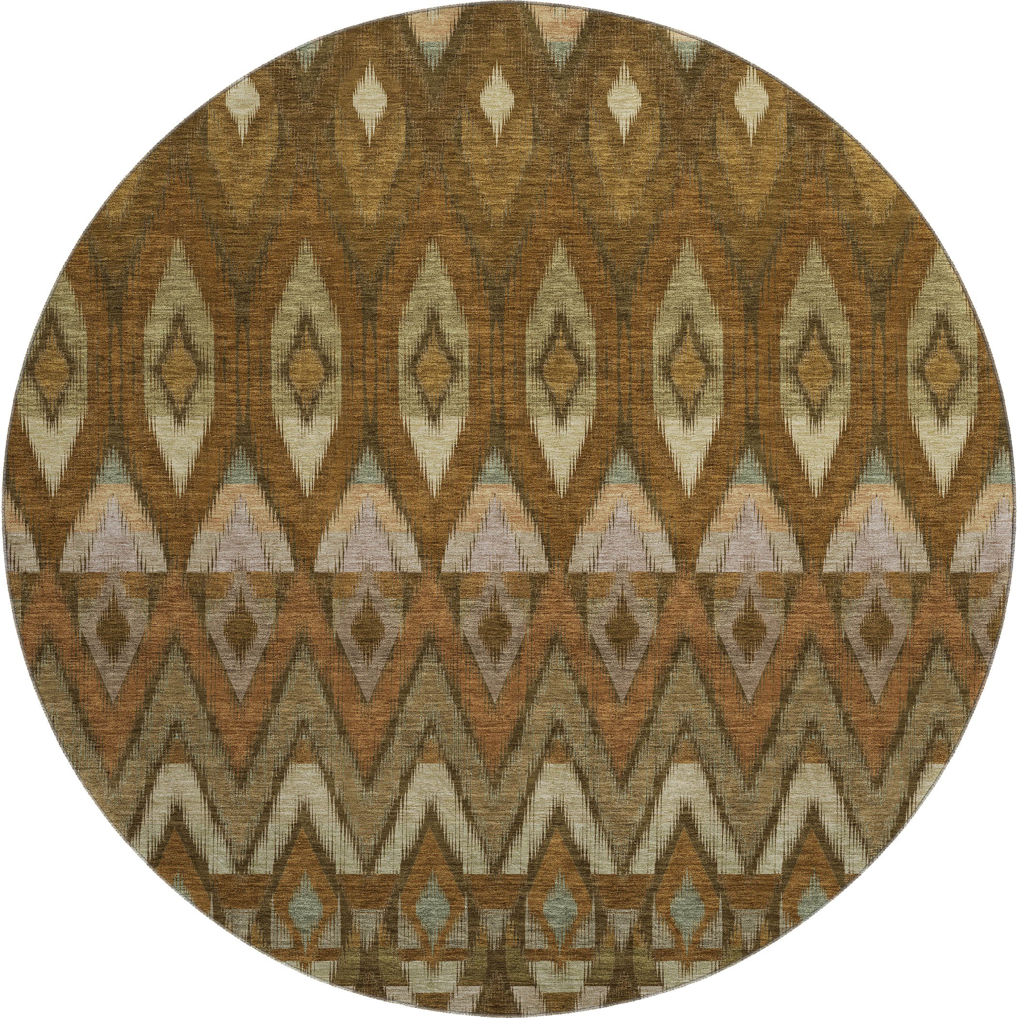 Bogota Machine Washable Transitional Brown Rug 8' x 8' #shape_Round