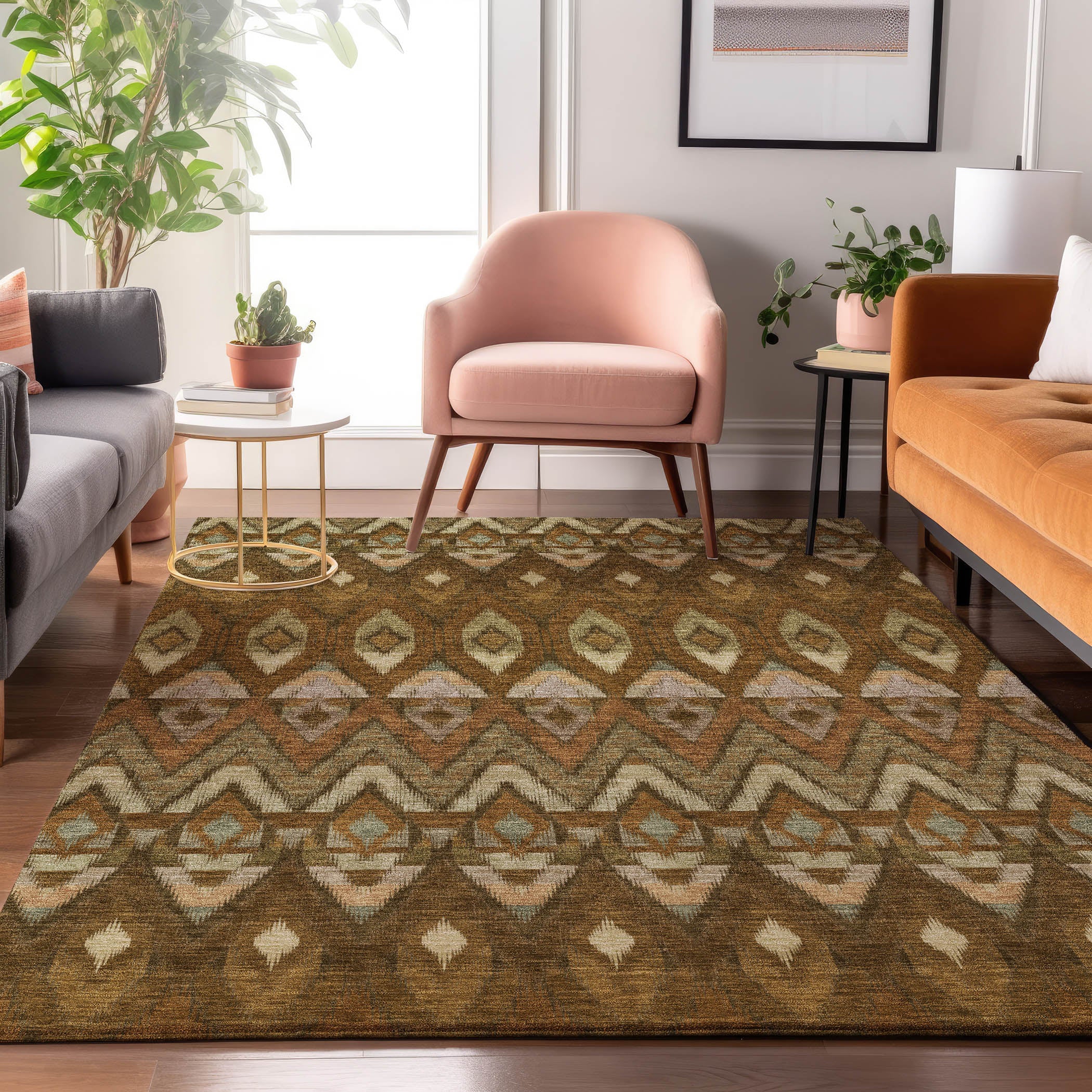 Bogota Machine Washable Transitional Brown Rug 2'6" x 3'10" #shape_Rectangle