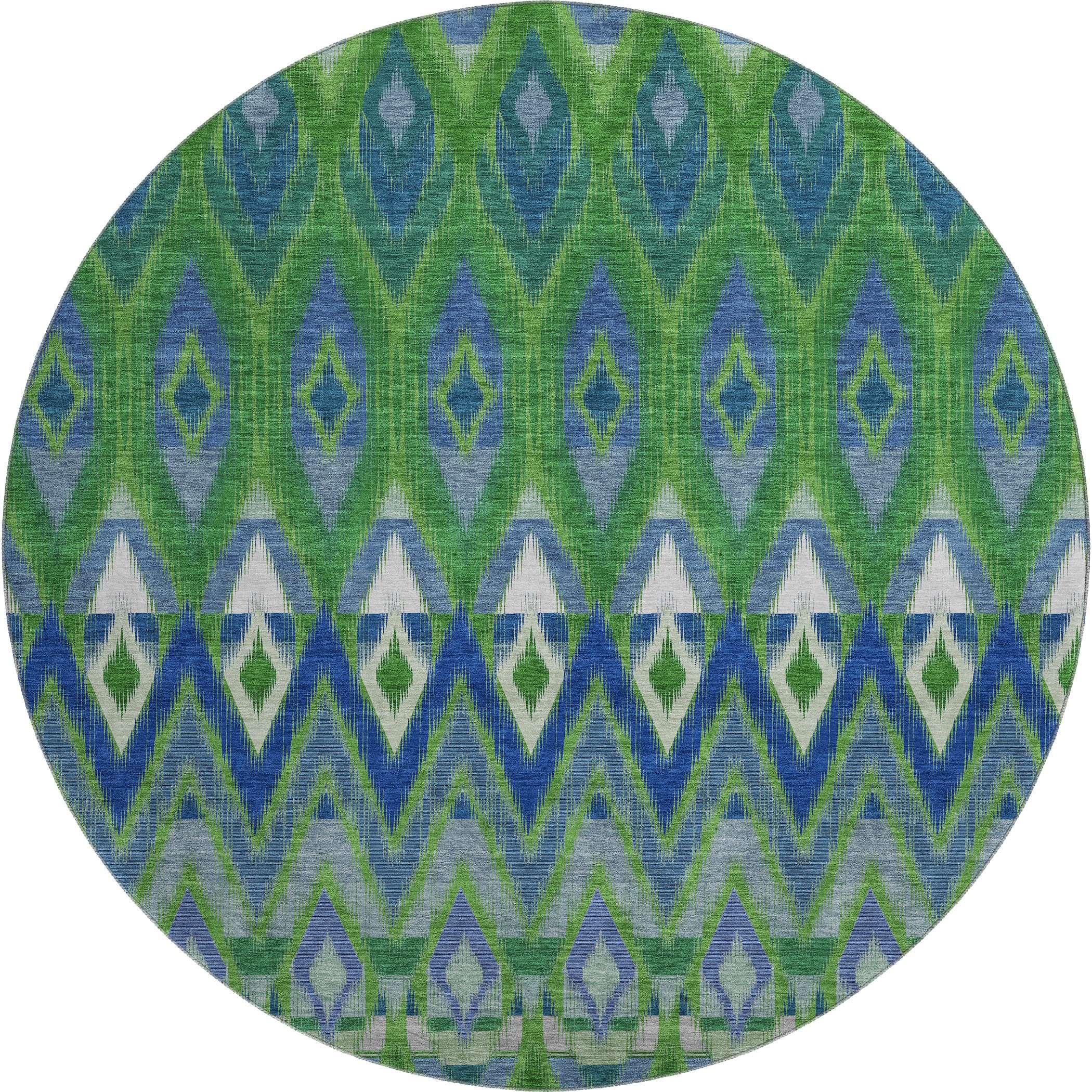 Bogota Machine Washable Transitional Green Rug 8' x 8' #shape_Round