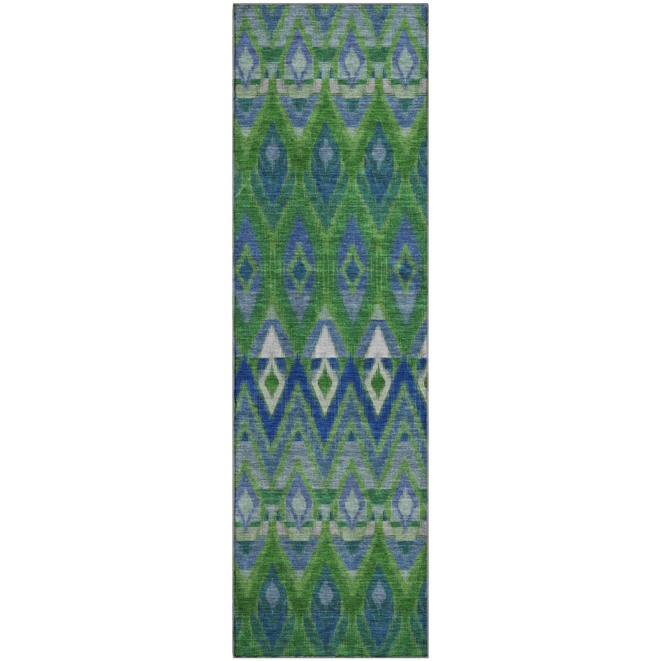 Bogota Machine Washable Transitional Green Rug 2'3" x 7'6" #shape_Runner