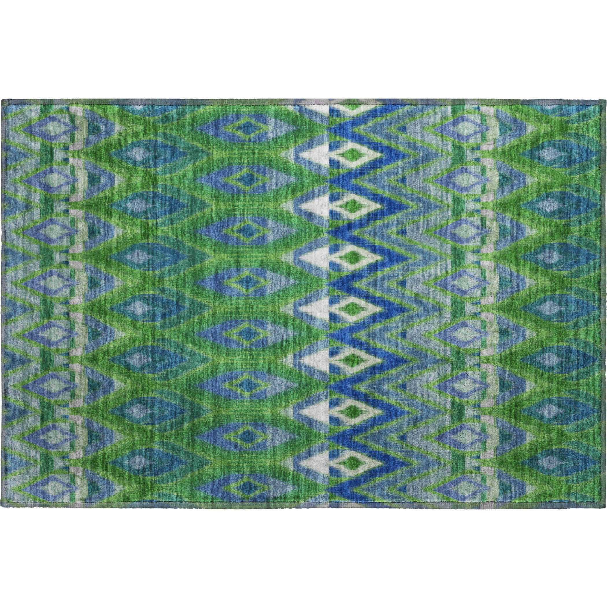Bogota Machine Washable Transitional Green Rug 1'8" x 2'6" #shape_Rectangle