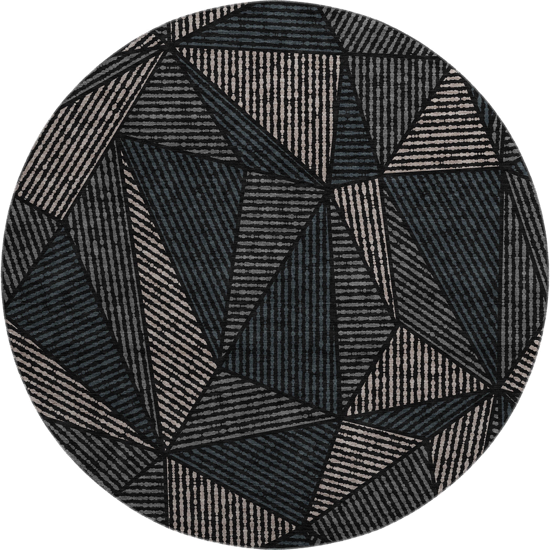 Valletta Machine Washable Transitional Black Rug 8' x 8' #shape_Round
